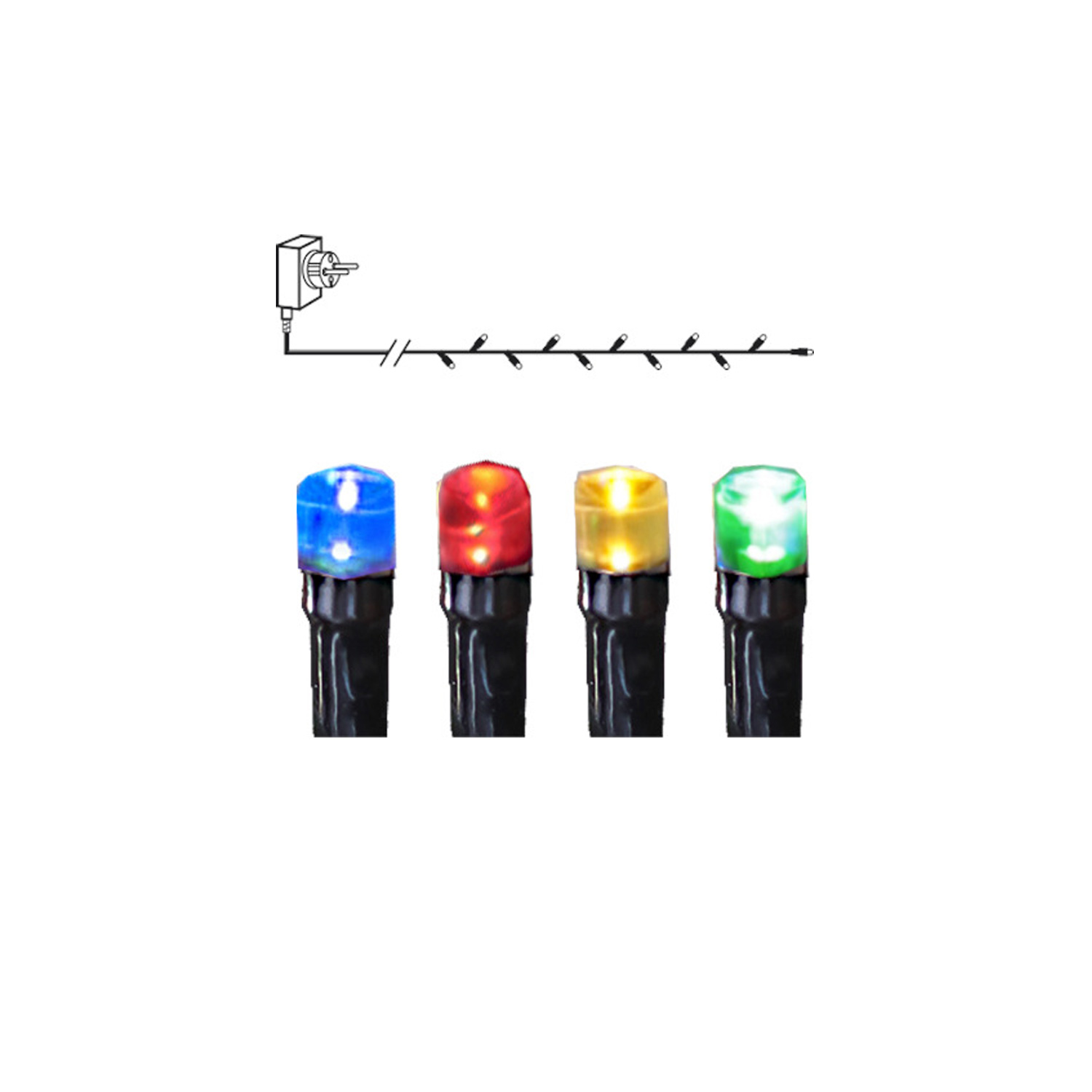 LED Lichterkette - Serie LED - Outdoor - 8m schwarzes Kabel - 80 bunte LED
