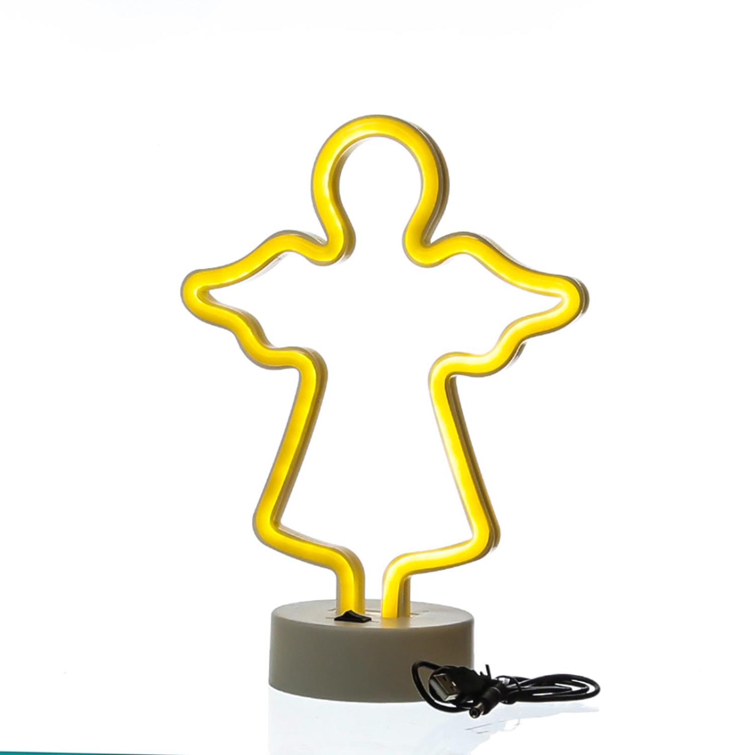 LED NEON Figur ENGEL - Neon Schild - H- 28cm - Batterie oder USB Betrieb - stehend - warmweiss