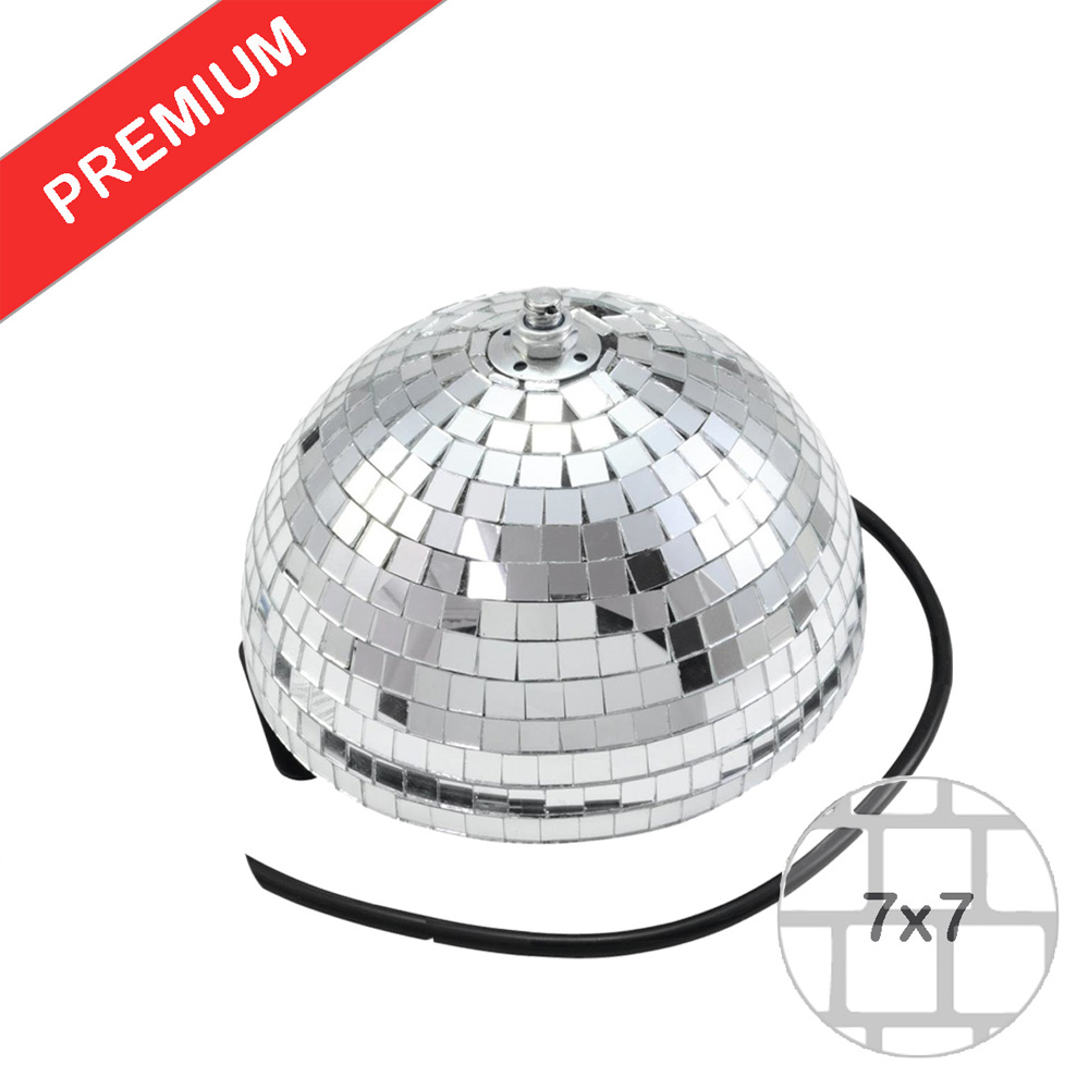 Spiegelkugel halb 20cm - für Deckenmontage - Diskokugel Echtglas - 7x7mm Spiegel - PREMIUM Spiegelkugel halb 20cm - für Deckenmontage - Diskokugel Echtglas - 7x7mm Spiegel - PREMIUM