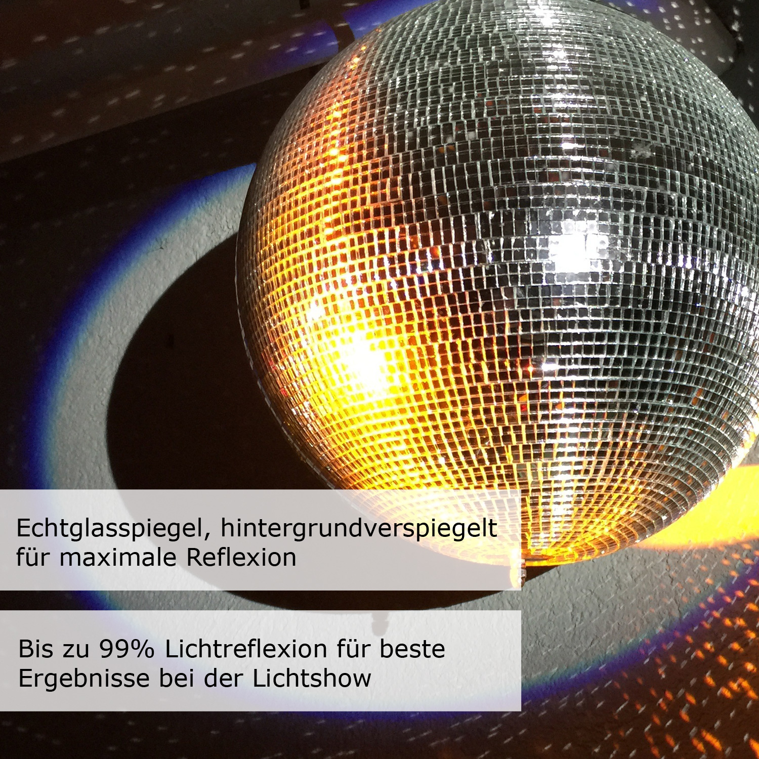 Spiegelkugel 30cm - Safety - Discokugel - Echtglas - 10x10mm Spiegel - gold