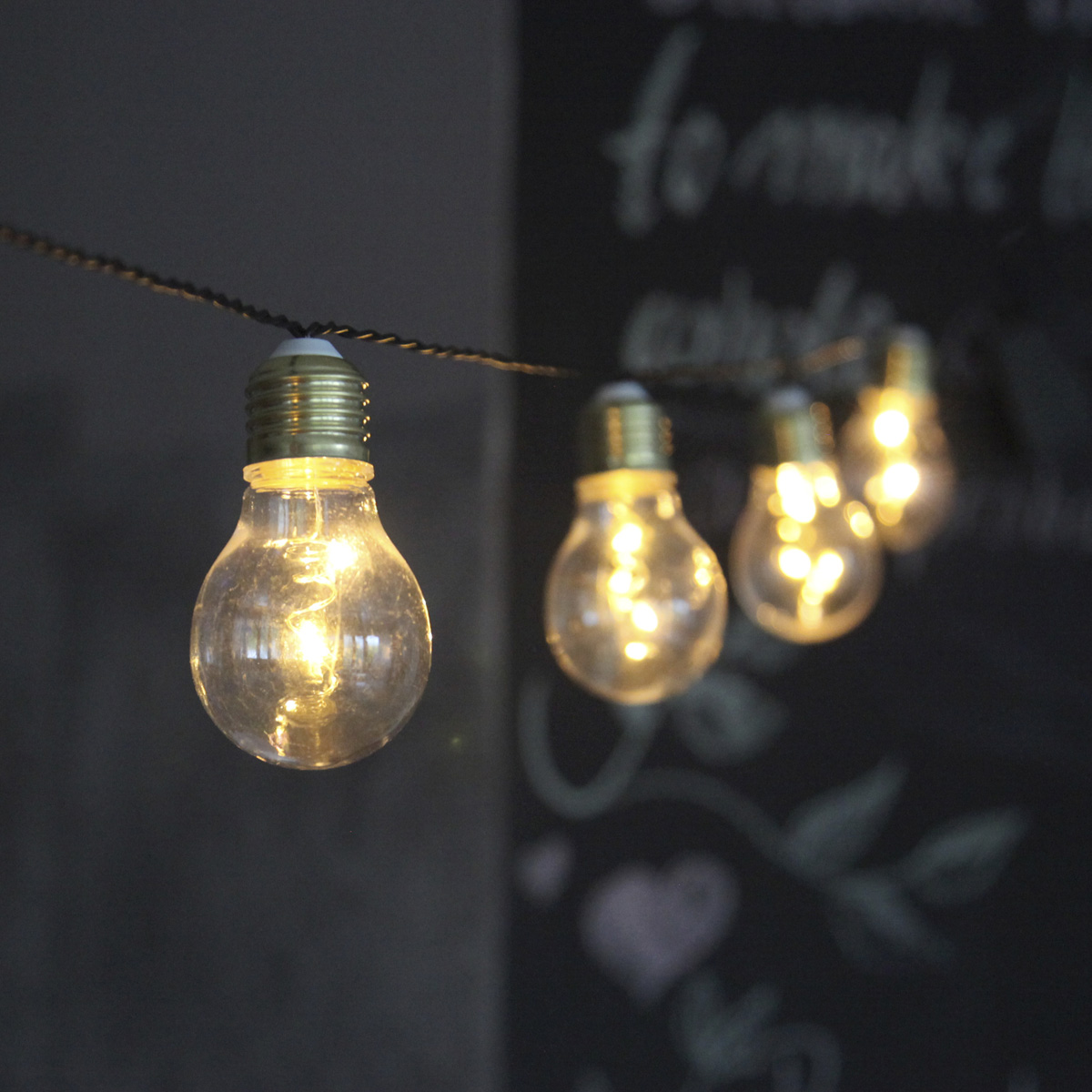 LED Party Lichterkette Glow - 5 Glühbirnen á 2 warmweiße LED - L: 1m - Batterie - Timer
