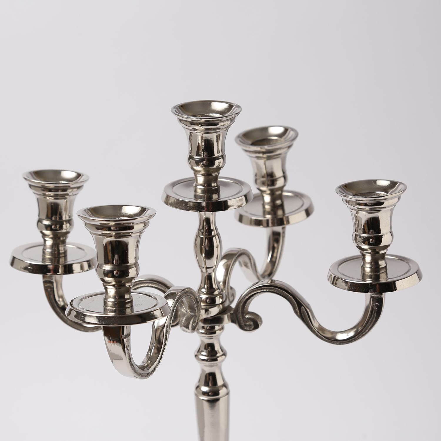 Stabkerzenhalter - Kerzenständer - Kerzenleuchter - Aluminium - H: 41cm - 5-armig - silber