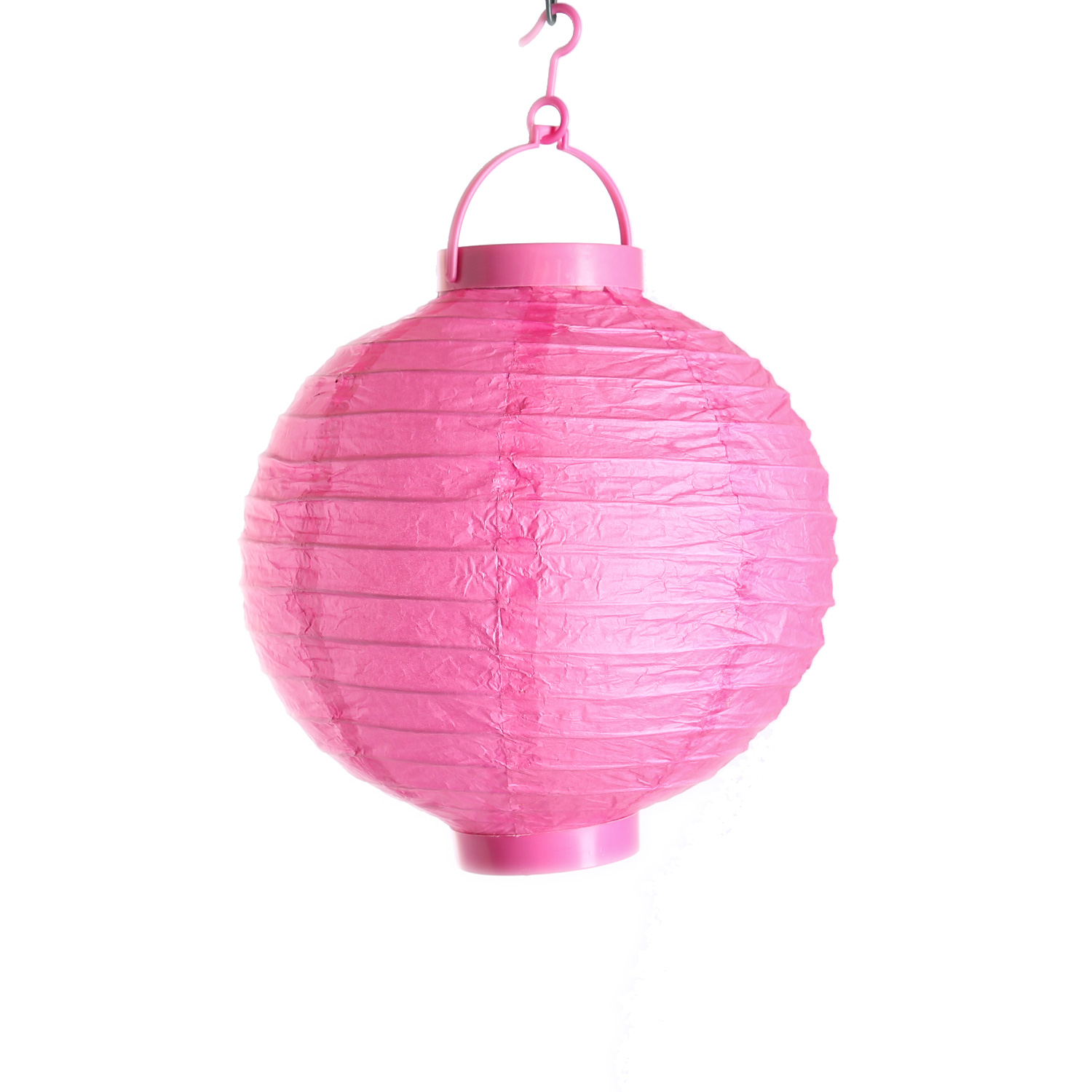 LED Lampion FESTIVAL - kaltweiße LED - D: 20cm - Montagehaken - pink