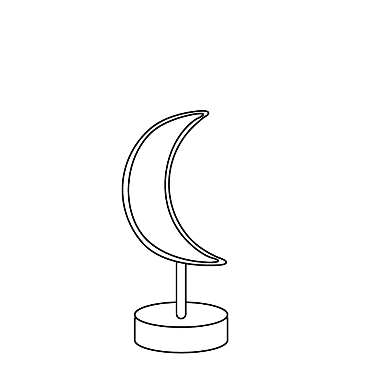 LED NEON Figur MOND - Dekoleuchte - H: 30cm - Batterie oder USB Betrieb - stehend - warmweiß LED NEON Figur MOND - Dekoleuchte - H: 30cm - Batterie oder USB Betrieb - stehend - warmweiß