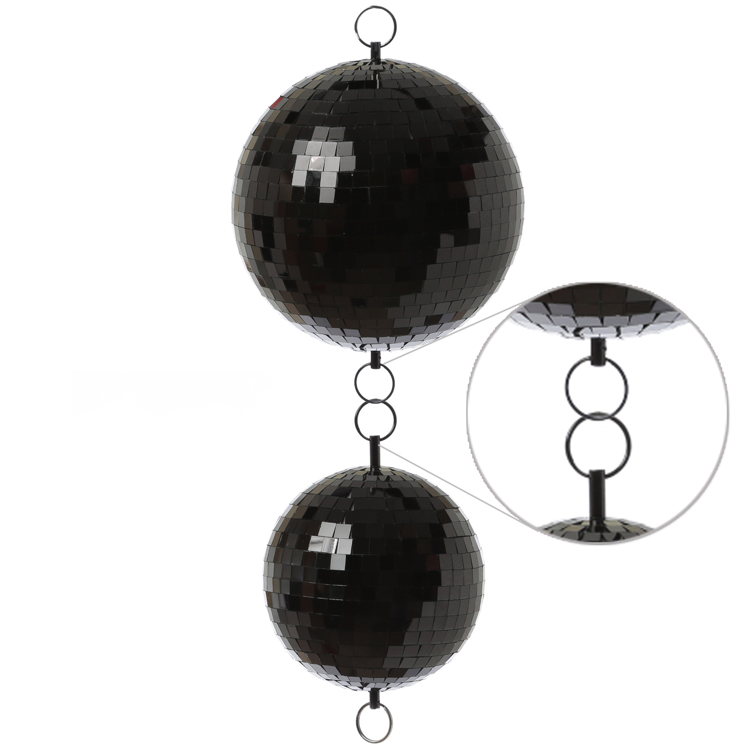 Spiegelkugel 40cm - schwarz - Discokugel Echtglas - 10x10mm Spiegel - PROMO - Metallöse oben + unten Spiegelkugel 40cm - schwarz - Discokugel Echtglas - 10x10mm Spiegel - PROMO - Metallöse oben + unten