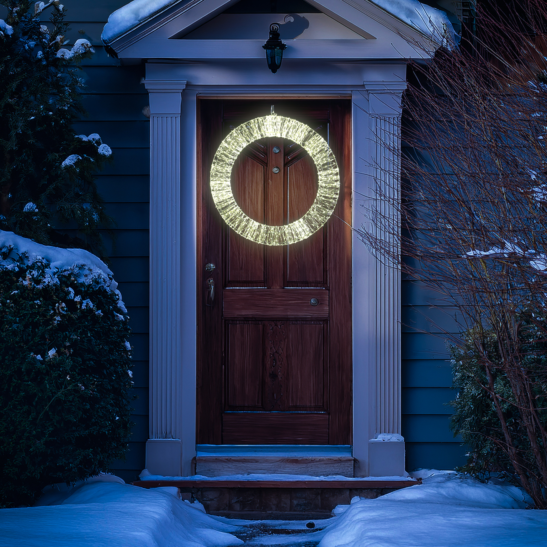 XXL LED Kranz abgeflacht - Lichterkranz mit 2200 warmweißen LED - D:60cm - 8Modi/Timer - Innen/Außen