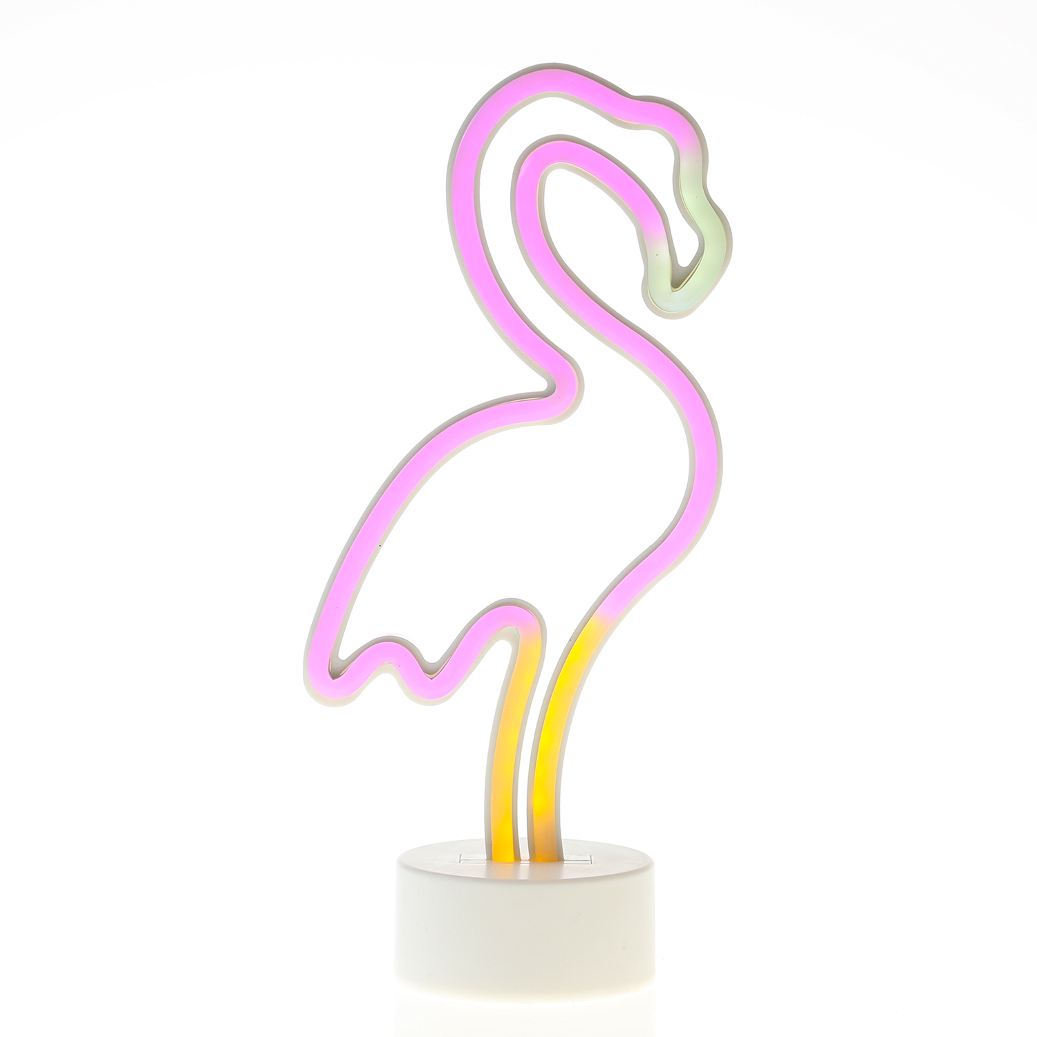 LED NEON Figur FLAMINGO - Dekoleuchte - H: 30cm - Batterie oder USB Betrieb - stehend - pink/gelb LED NEON Figur FLAMINGO - Dekoleuchte - H: 30cm - Batterie oder USB Betrieb - stehend - pink/gelb