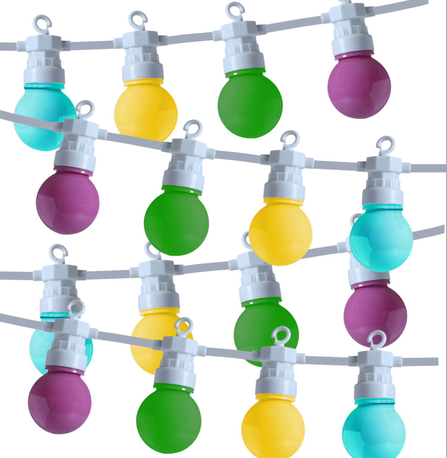 LED Party Lichterkette Circus - 20 pastellfarbene LED - 8,8m - koppelbar bis 100 LED - Außentrafo