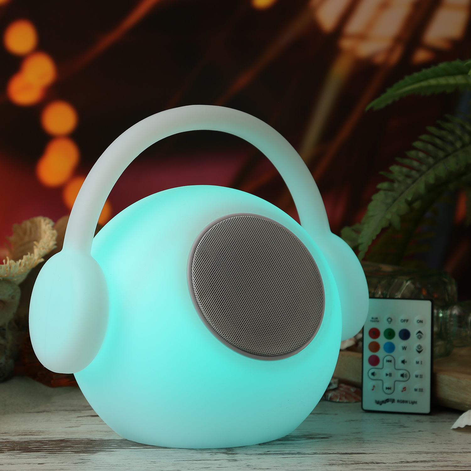 LED Tischleuchte mit Lautsprecher EVE - 15 farbwechselnde LED - H: 27cm - Fernbedienung - für Außen LED Tischleuchte mit Lautsprecher EVE - 15 farbwechselnde LED - H: 27cm - Fernbedienung - für Außen