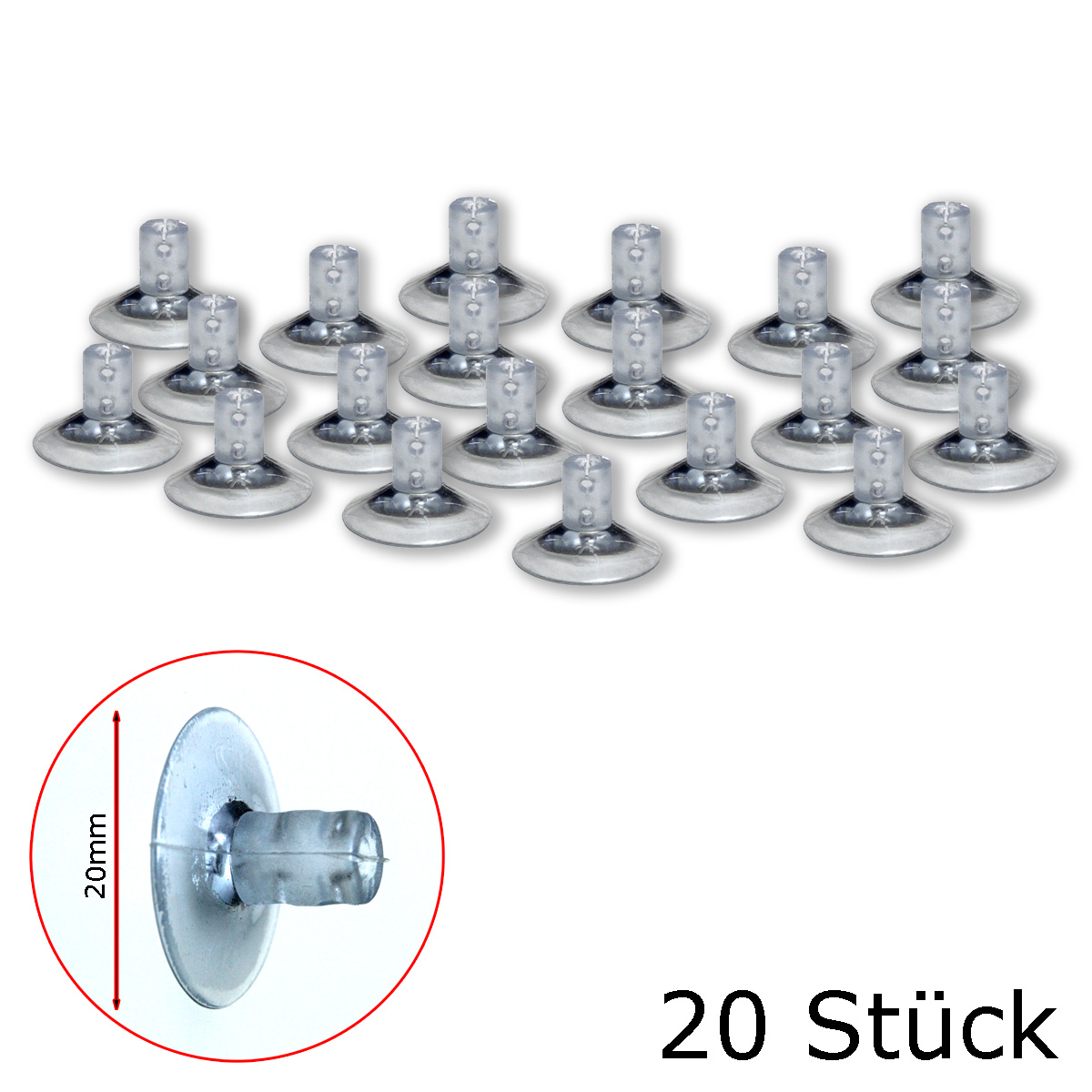 Lichterketten Saugnapf mit Kabelschlitz - 20mm - 20er Set - ideal für Fenster, Möbeln und Fliesen Lichterketten Saugnapf mit Kabelschlitz - 20mm - 20er Set - ideal für Fenster, Möbeln und Fliesen