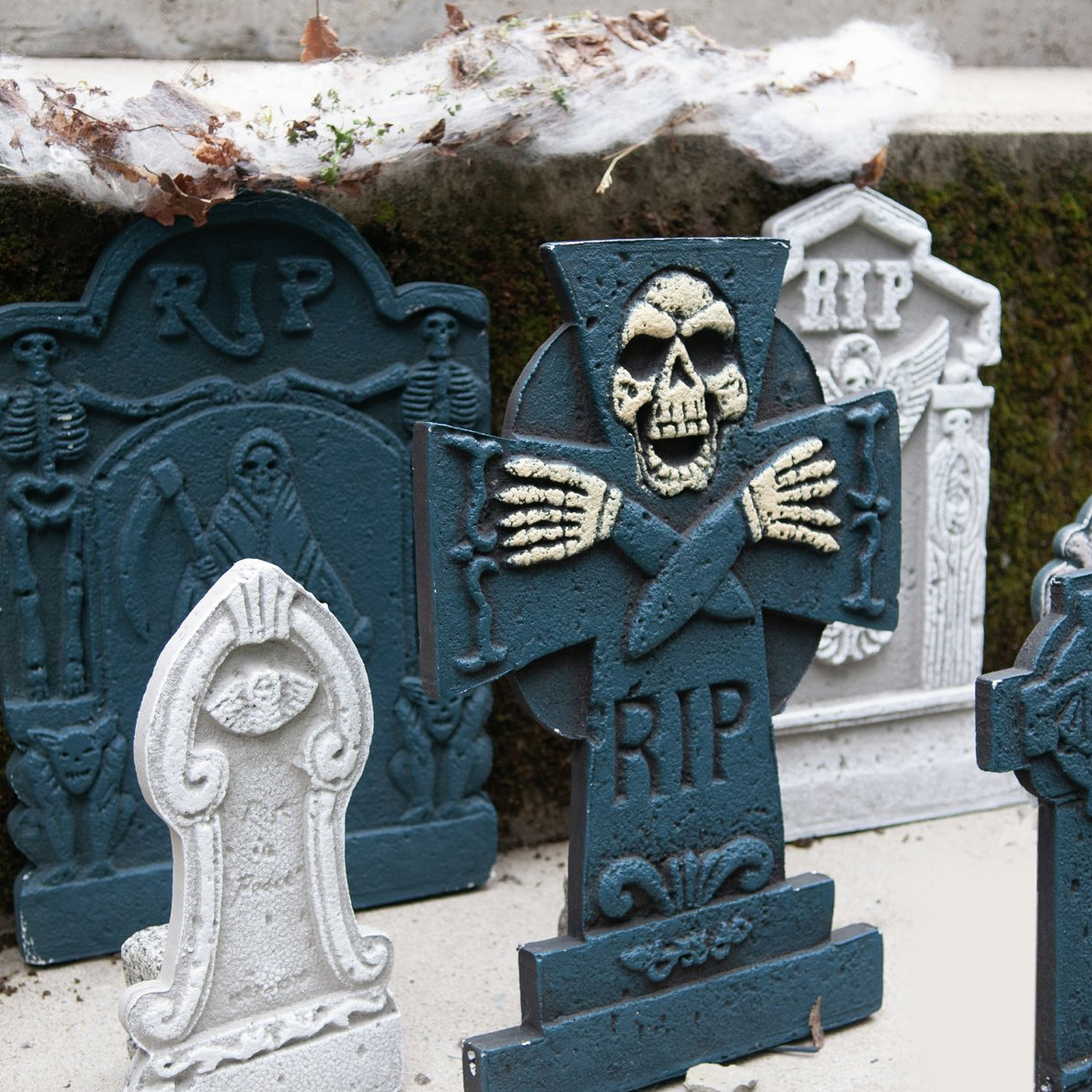 Halloween Grabsteinset "Friedhof" - Gruseldekoration innen und außen - 6-teilig