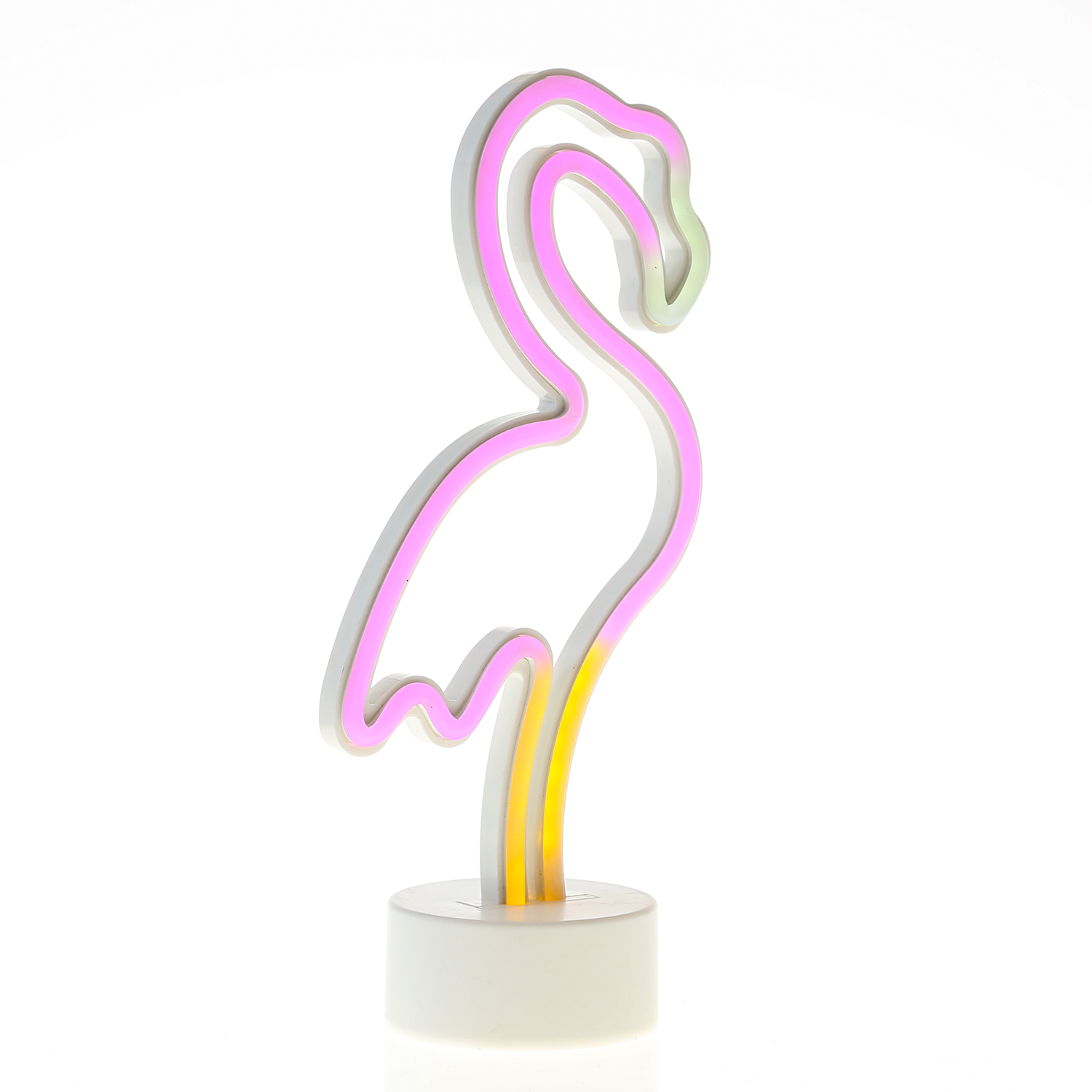 LED NEON Figur FLAMINGO - Dekoleuchte - H: 30cm - Batterie oder USB Betrieb - stehend - pink/gelb LED NEON Figur FLAMINGO - Dekoleuchte - H: 30cm - Batterie oder USB Betrieb - stehend - pink/gelb