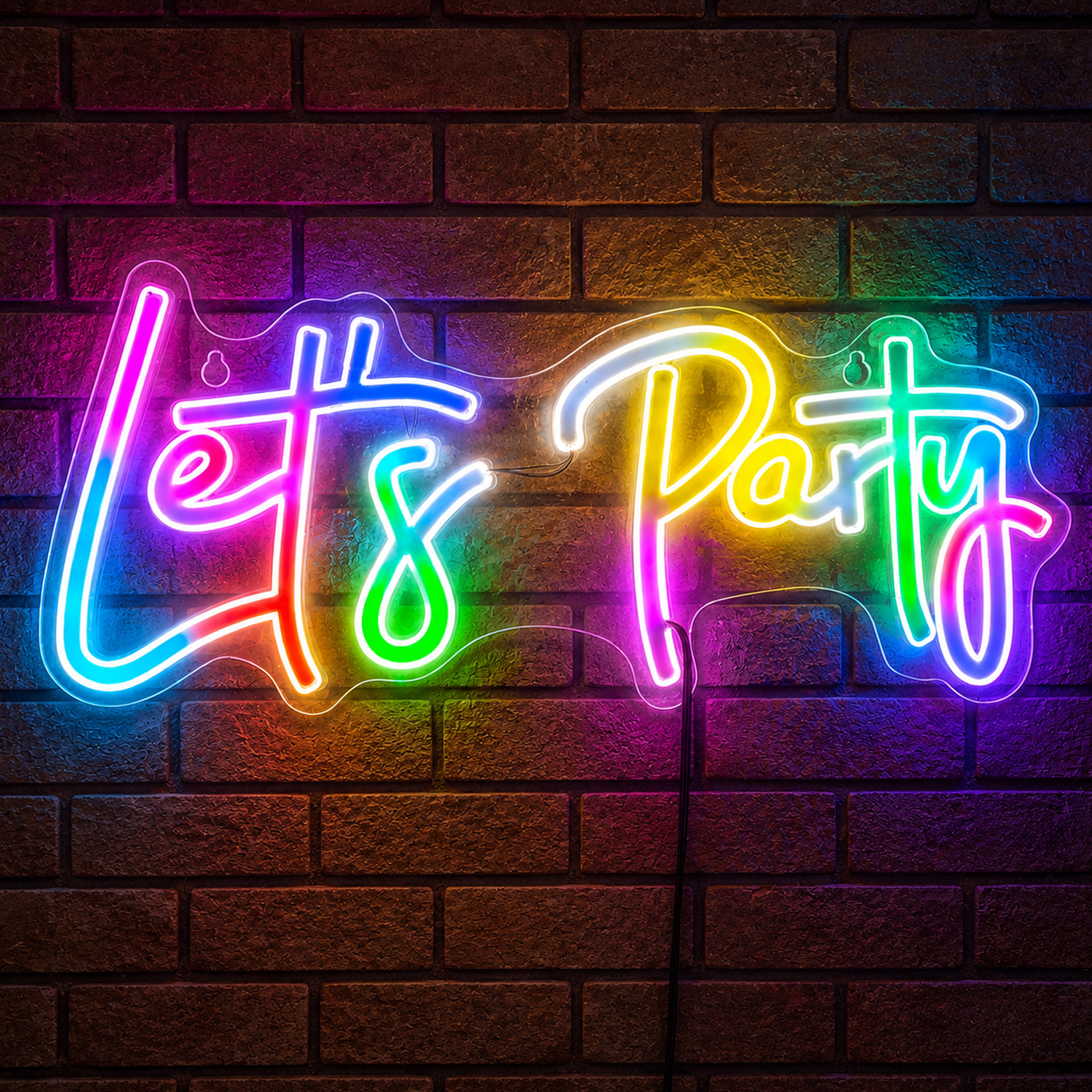 LED NEON Schild Lets Party - Leuchtschriftzug - L: 41cm - mit Fernbedienung - USB