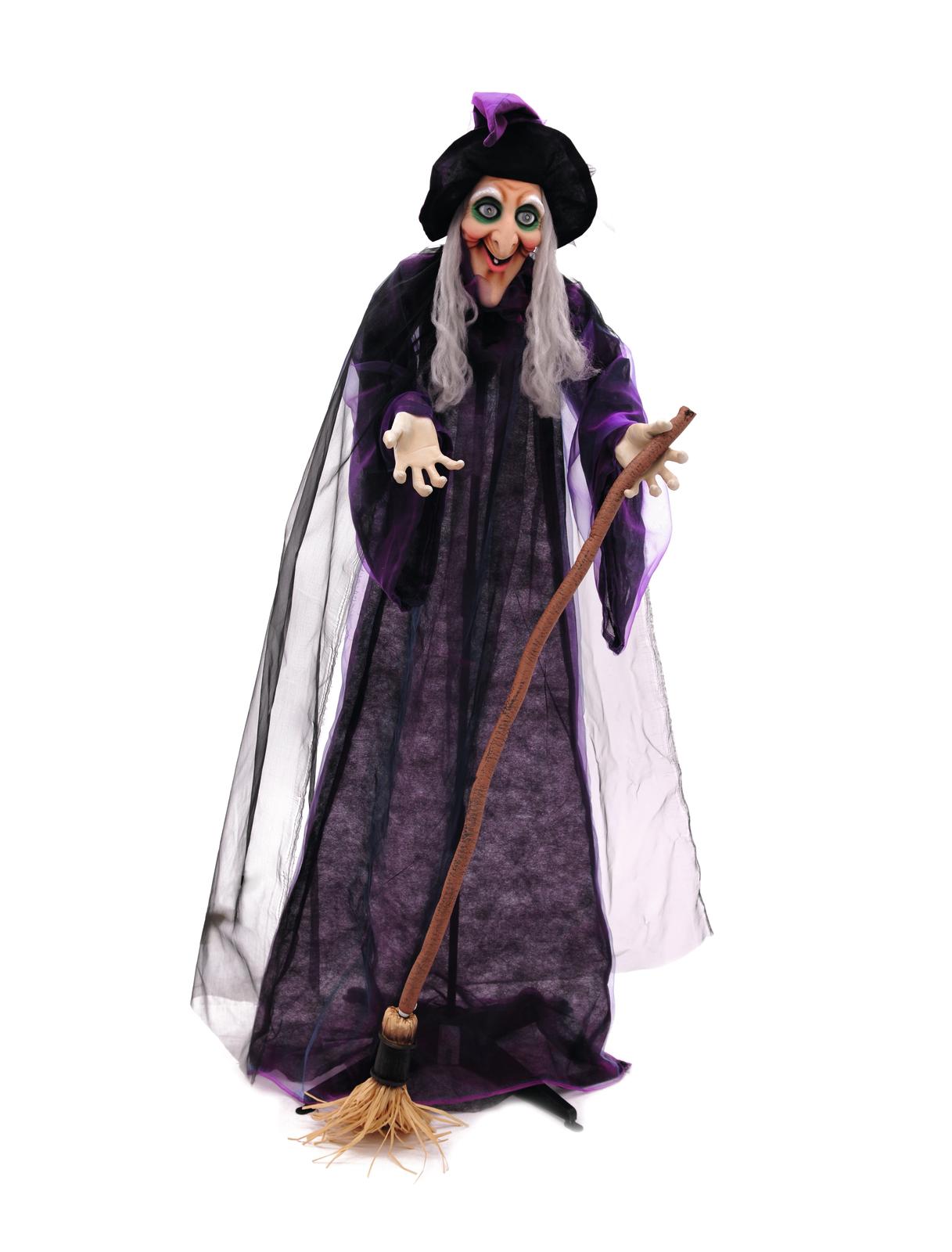 Animierte Hexe, 175cm Halloween-Figur - Kopf bewegt sich, Soundeffekt, Augen leuchten - zum Stellen Animierte Hexe, 175cm Halloween-Figur - Kopf bewegt sich, Soundeffekt, Augen leuchten - zum Stellen