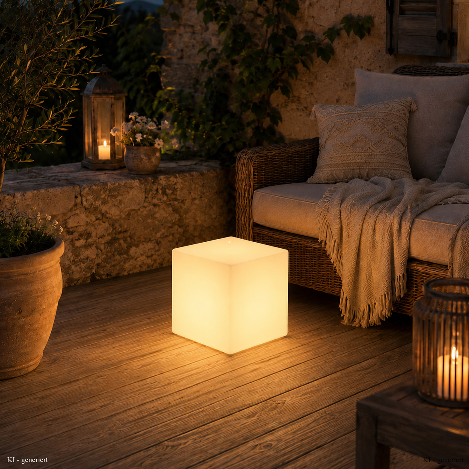 LED Würfel outdoor - Leuchtwürfel 30x30cm - E27 Fassung - warmweiße 1W LED
