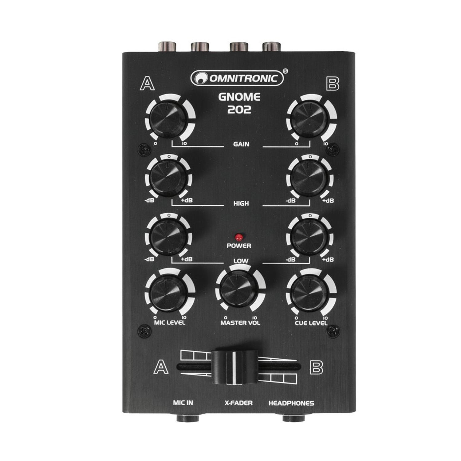 Kompakt DJ Mixer GNOME-202 Mini-Mixer schwarz - 2 Kanäle Kompakt DJ Mixer GNOME-202 Mini-Mixer schwarz - 2 Kanäle