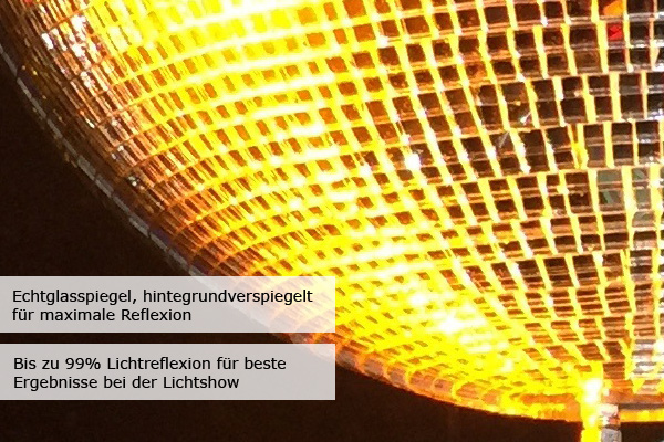 Spiegelkugel 30cm - Discokugel - Echtglas - 10x10mm Spiegel - bunt mehrfarbig Spiegelkugel 30cm - Discokugel - Echtglas - 10x10mm Spiegel - bunt mehrfarbig