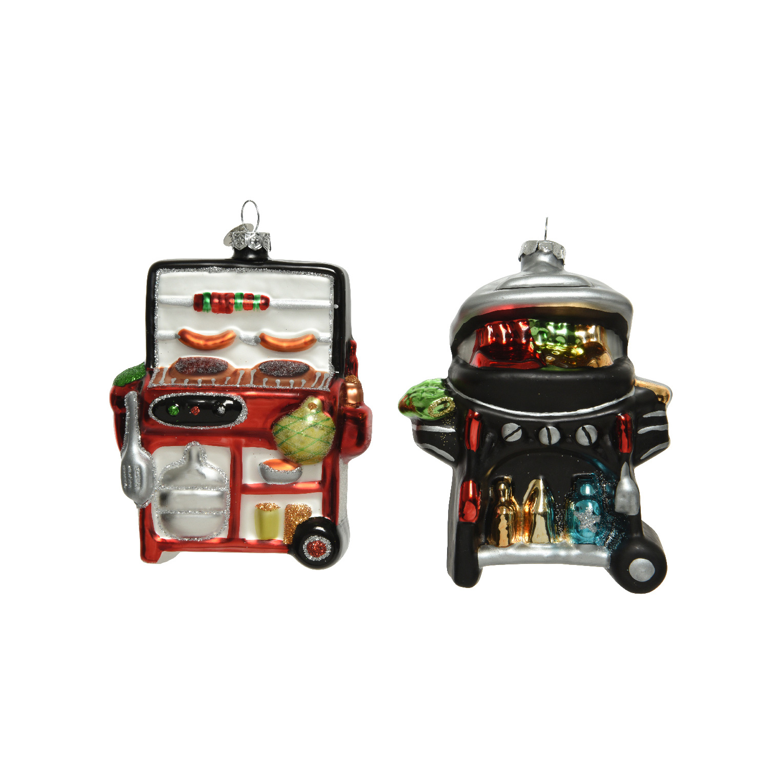 Weihnachtsbaumschmuck GRILL - Glas - inkl. Aufhänger - matt und glitzernd - H: 12,4cm - rot Weihnachtsbaumschmuck GRILL - Glas - inkl. Aufhänger - matt und glitzernd - H: 12,4cm - rot