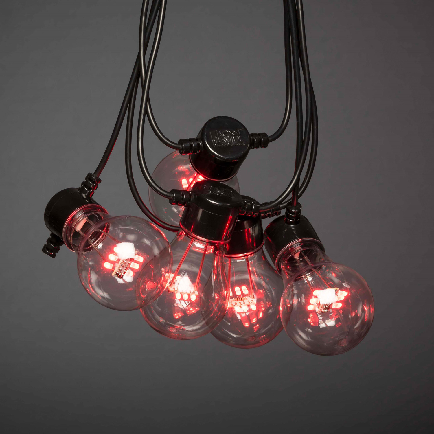 LED Lichterkette CIRCUS - 10 Glühbirnen - RGB 3er Farbwechsel - 5V Außentrafo - L: 4,5m