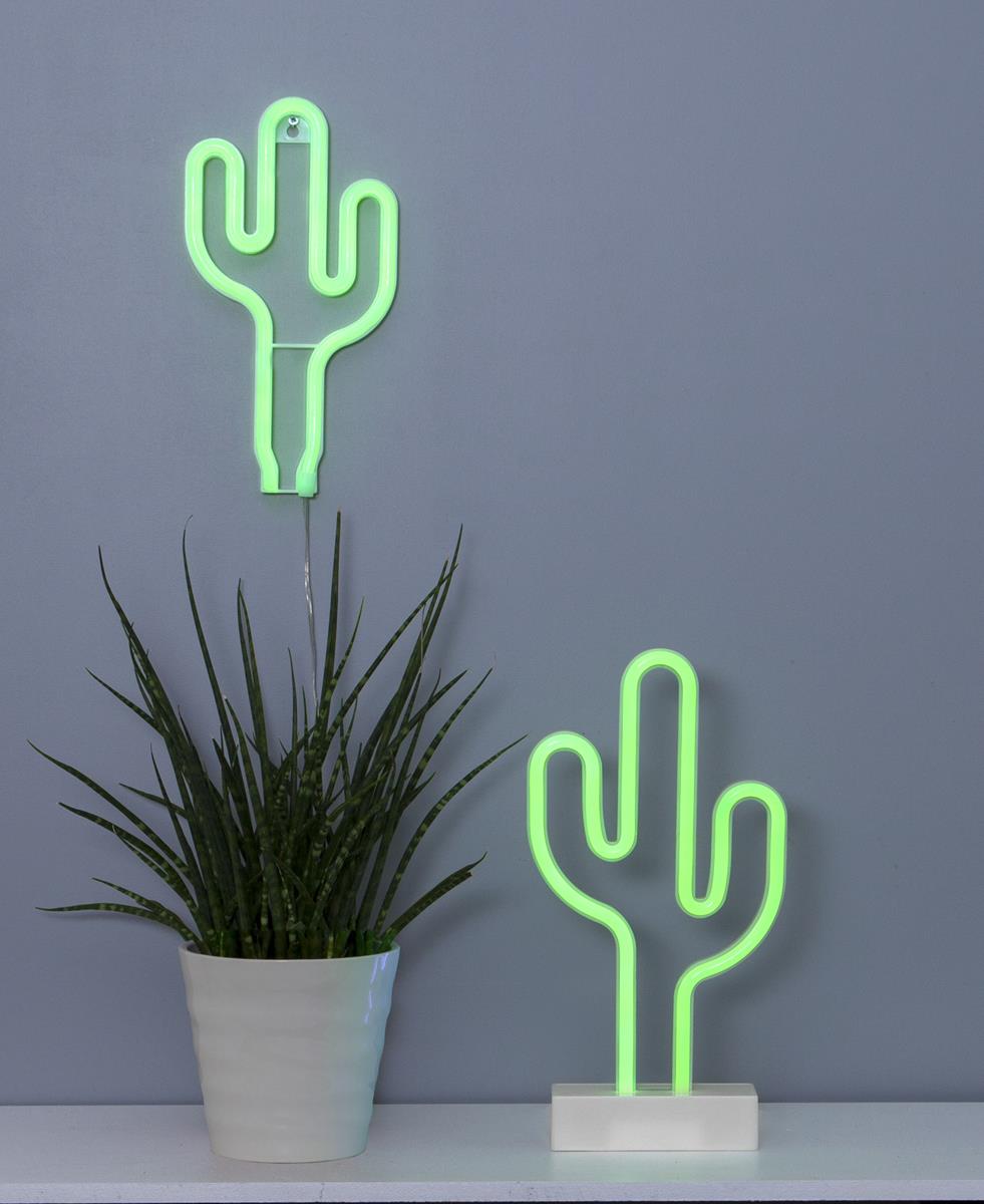 LED-Silhouette Neonlight grüner Kaktus - Wandmontage - 29,5cm x15cm - Batterie - Timer 1