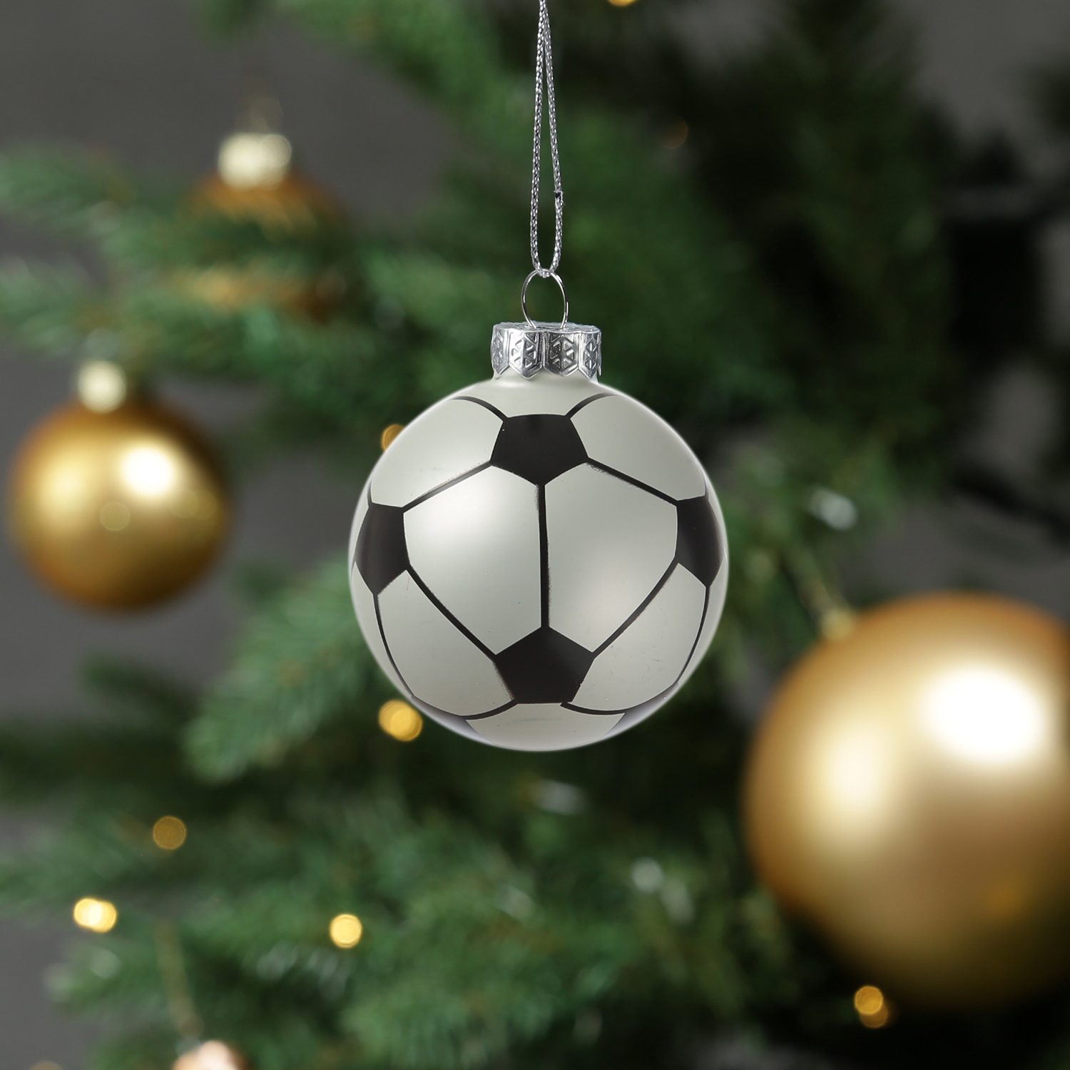 Weihnachtsbaumschmuck Fußball - Christbaumschmuck - Glas - D: 5,6cm - schwarz, weiß Weihnachtsbaumschmuck Fußball - Christbaumschmuck - Glas - D: 5,6cm - schwarz, weiß