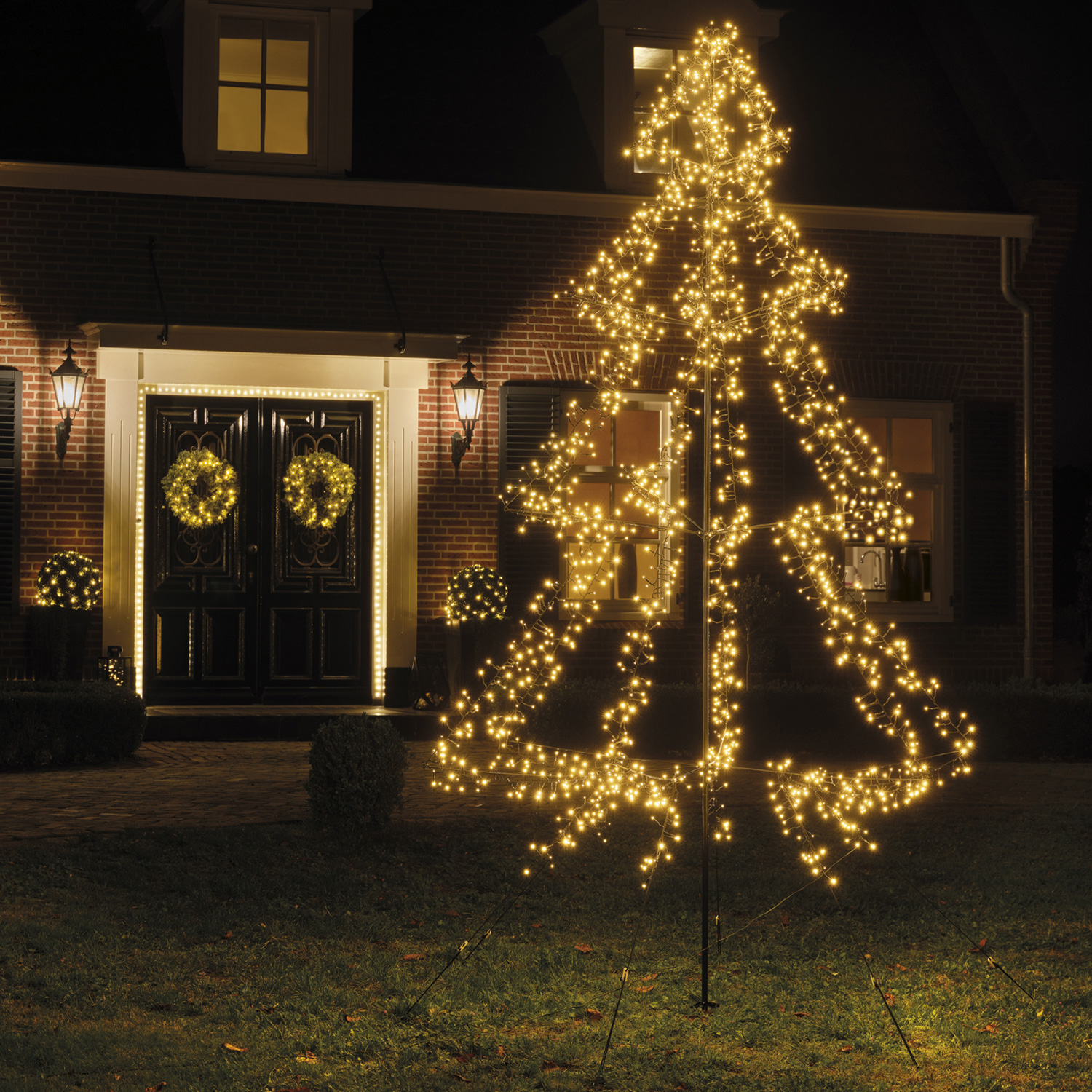 LED Outdoor Weihnachtsbaum - 1200 warmweiss funkelnde LED - H- 2m - Timer - aufklappbar - schwarz LED Outdoor Weihnachtsbaum - 1200 warmweiss funkelnde LED - H- 2m - Timer - aufklappbar - schwarz