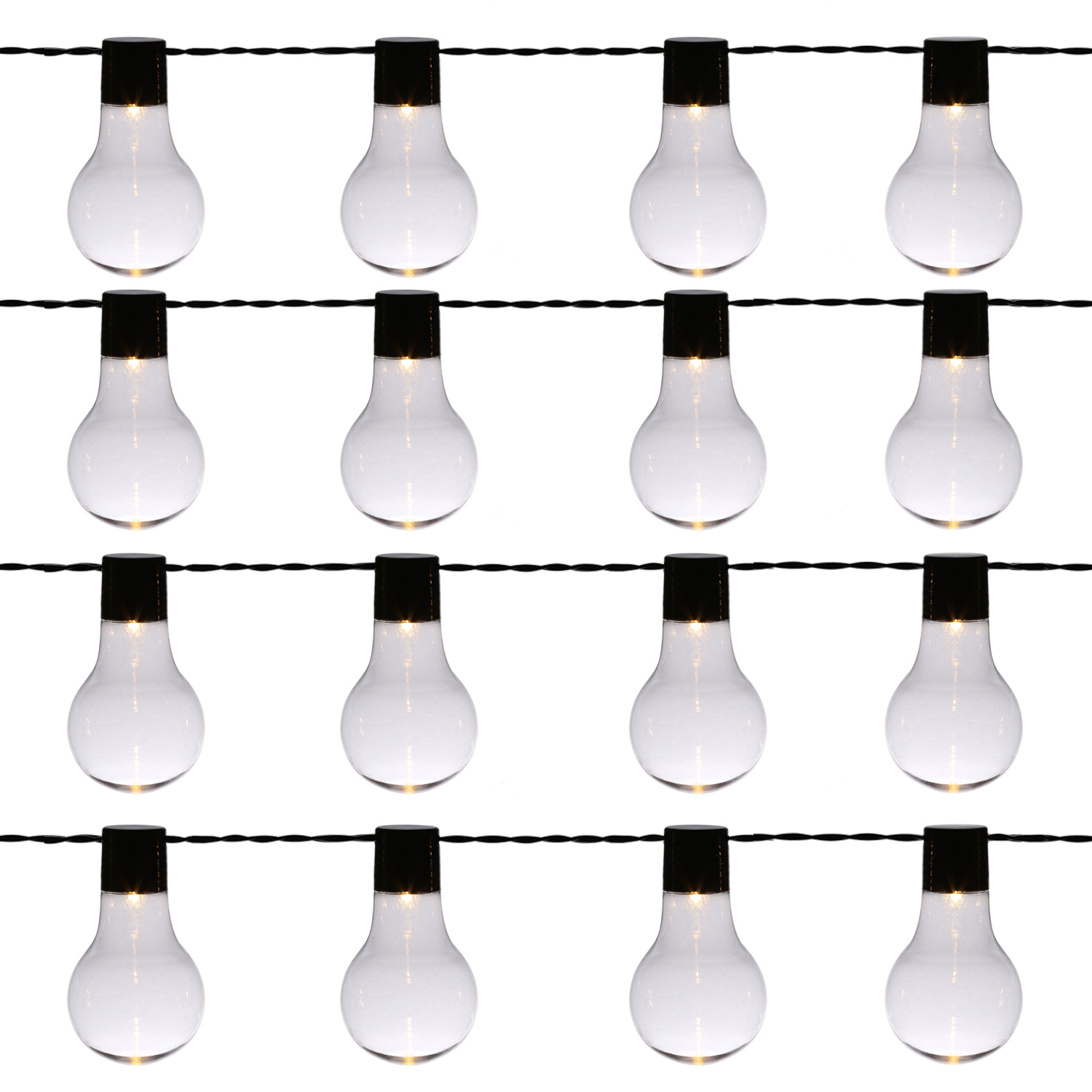 LED Party Lichterkette - 16 transparente Glühbirnen - warmweiße LED - 4,5m - Außentrafo - schwarz