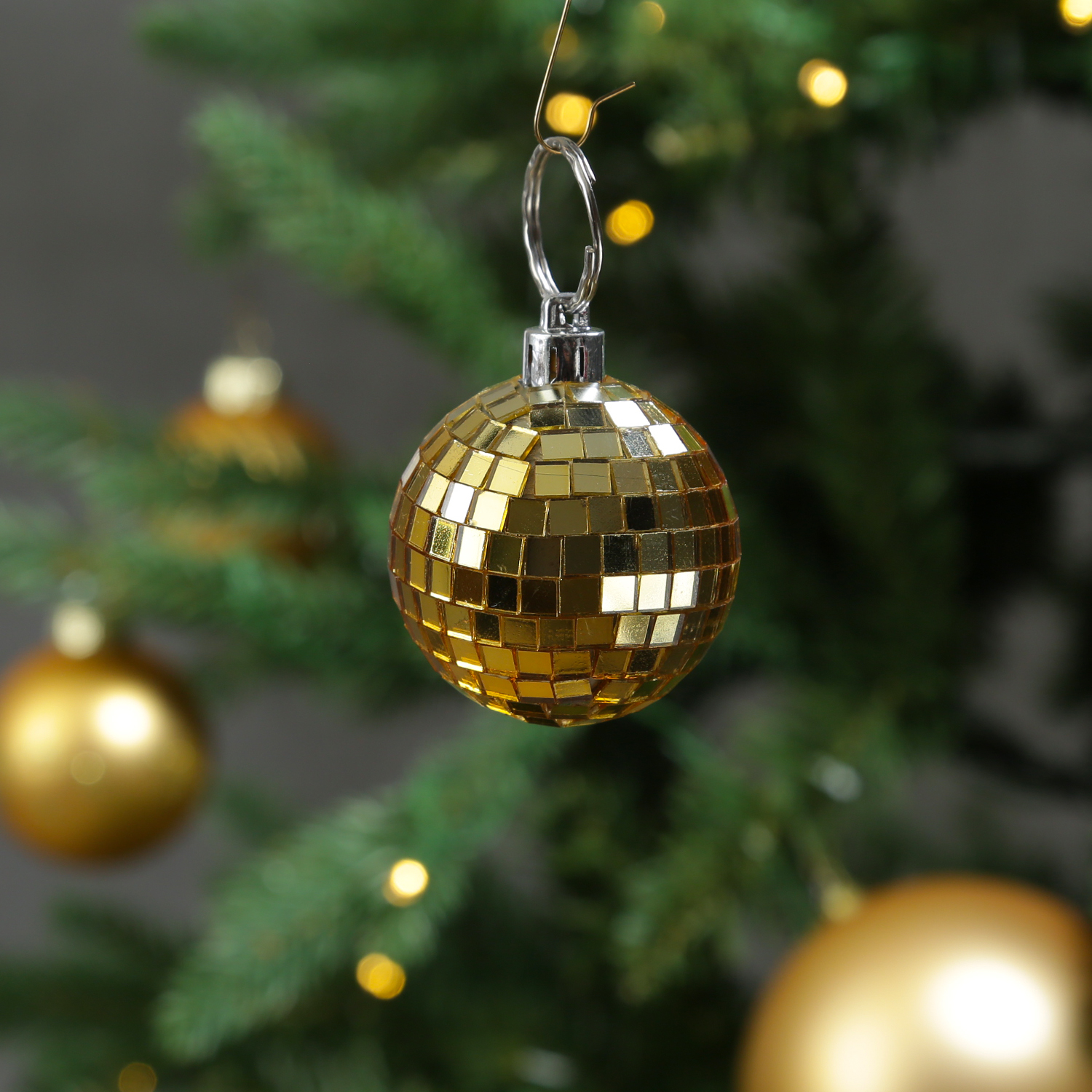 Christbaumschmuck Discokugel - Spiegelkugel 5cm  - Weihnachtskugel - 5x5mm Spiegel - gold - 12St.