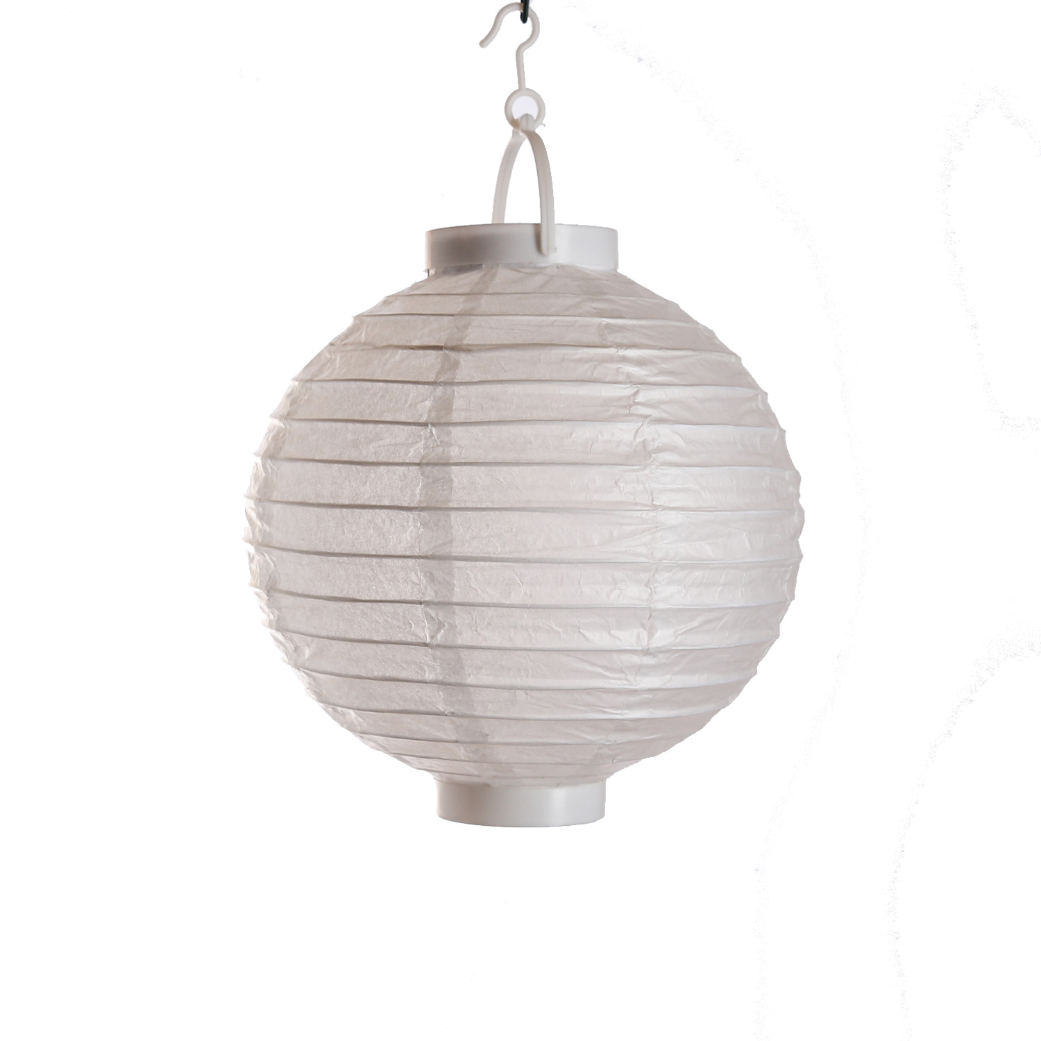 LED Lampion FESTIVAL - kaltweiße LED - D: 20cm - Montagehaken - weiß