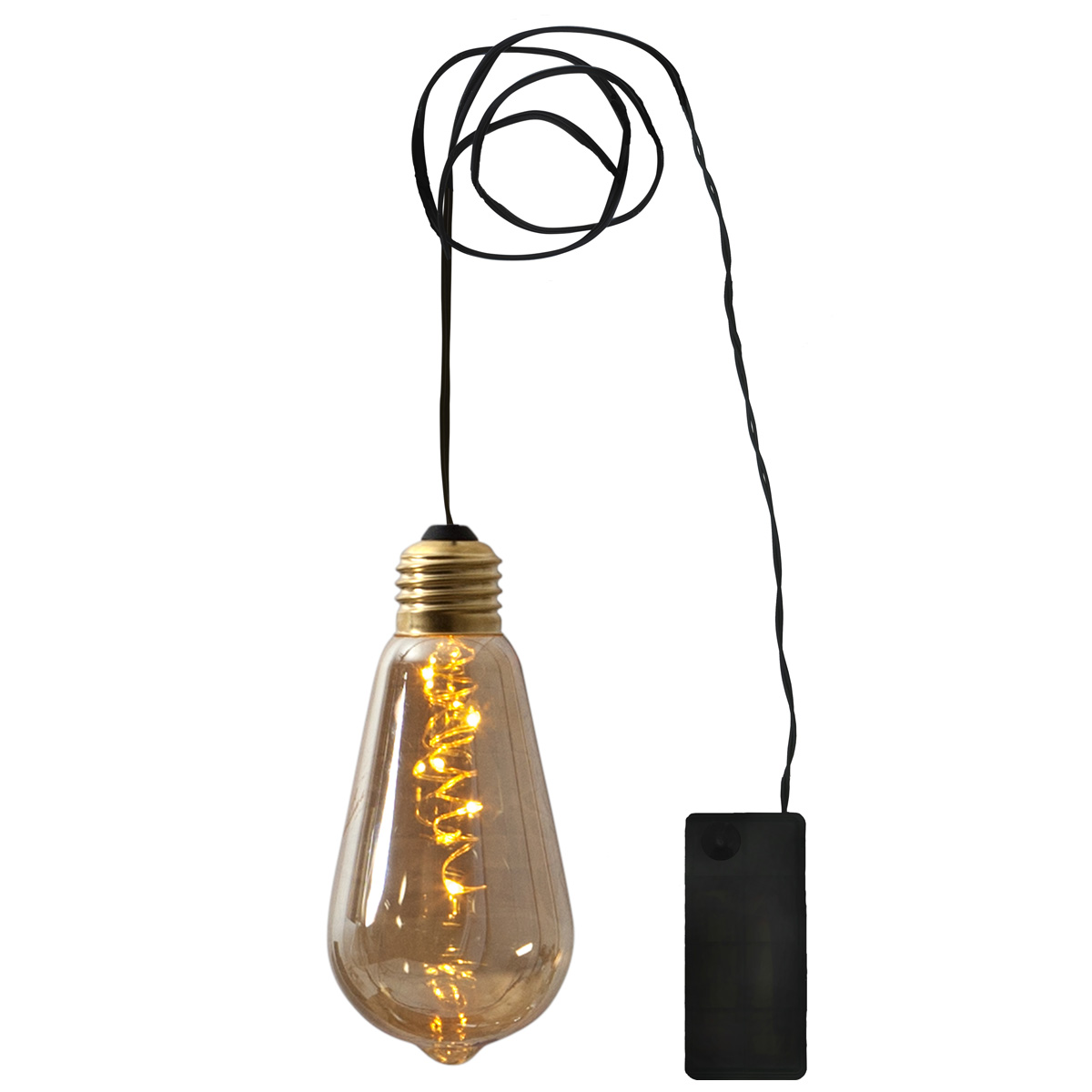 LED Dekoleuchte Glow - 5 warmweiße LED in amber Glühbirne - H: 13cm - D: 6cm - Batterie - Timer