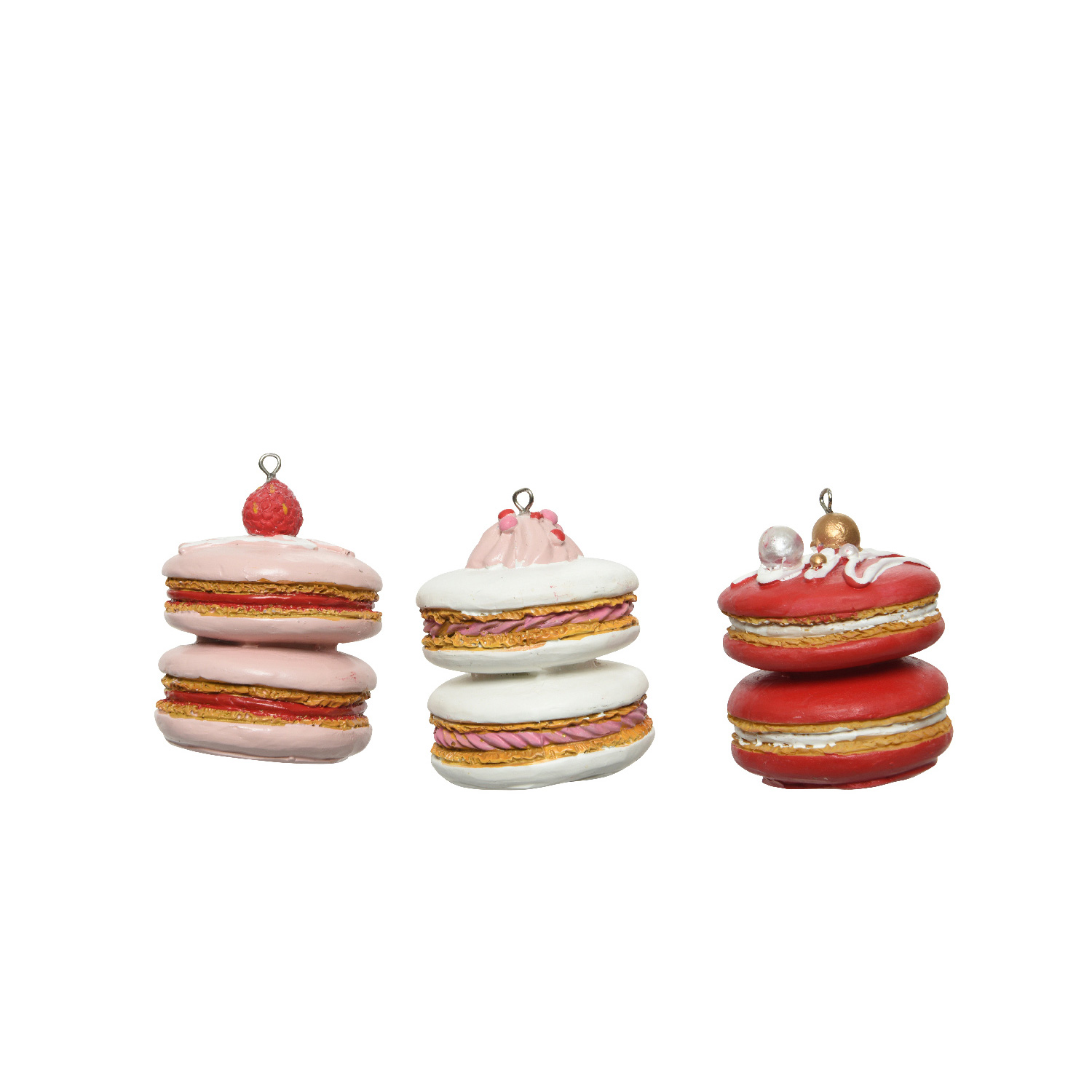 Weihnachtsbaumschmuck MACARON - Polyresin - inkl. Aufhänger - matt - H: 6,5cm - weiß