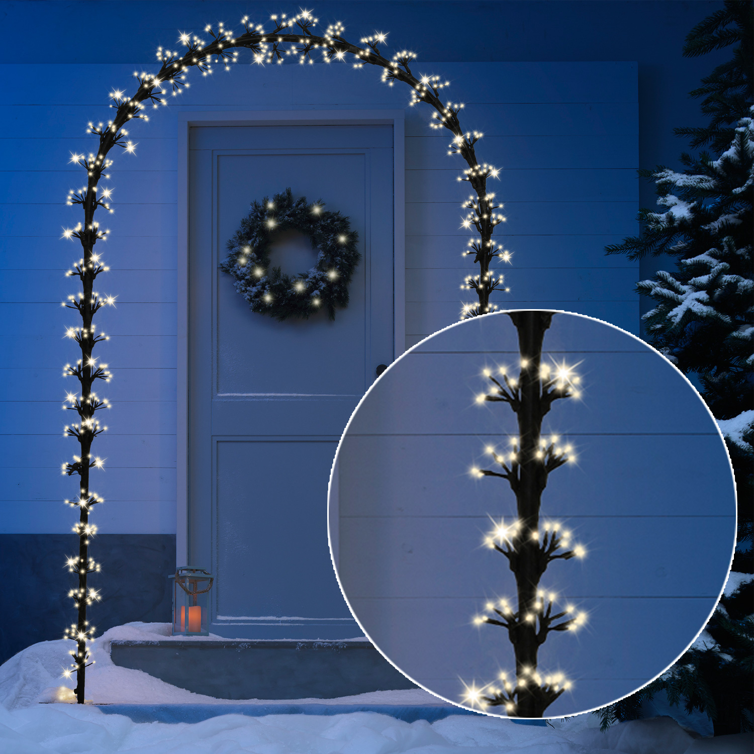 LED Türbogen - 768 warmweiße LED - H: 2,3m - B: 1,3m - 8 Funkt.- Timer - Außentrafo LED Türbogen - 768 warmweiße LED - H: 2,3m - B: 1,3m - 8 Funkt.- Timer - Außentrafo