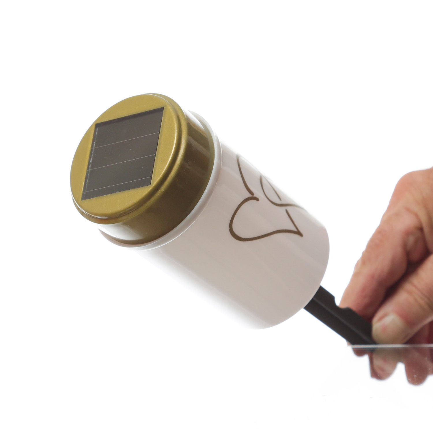 LED Solar Grablicht Herz - Grabkerze - H: 12cm - D: 7cm - Lichtsensor - inkl. Erdspieß - weiß LED Solar Grablicht Herz - Grabkerze - H: 12cm - D: 7cm - Lichtsensor - inkl. Erdspieß - weiß