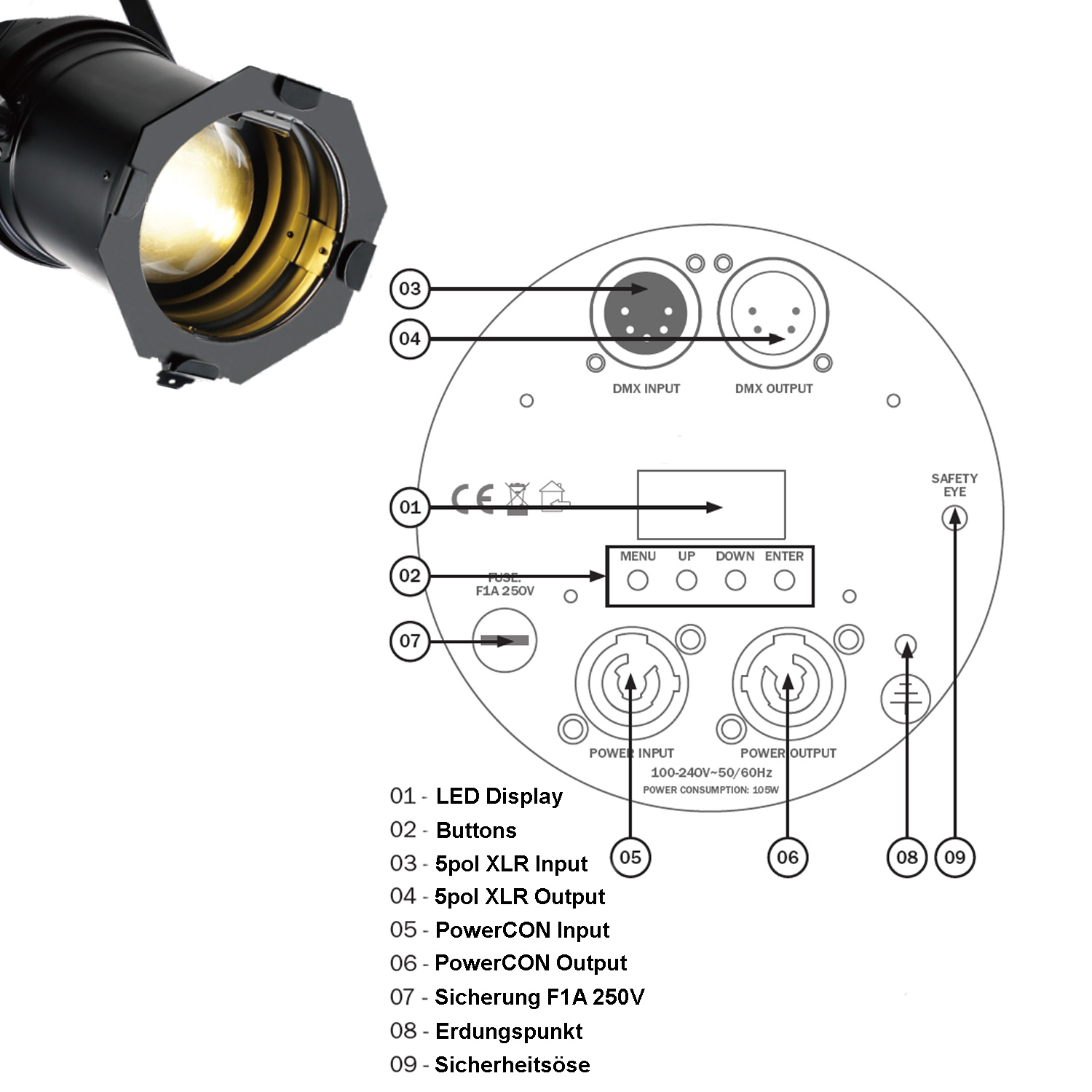 SPICELITE COB PAR Stage PAR C100 3000K LED Bühnenscheinwerfer SPICELITE COB PAR Stage PAR C100 3000K LED Bühnenscheinwerfer