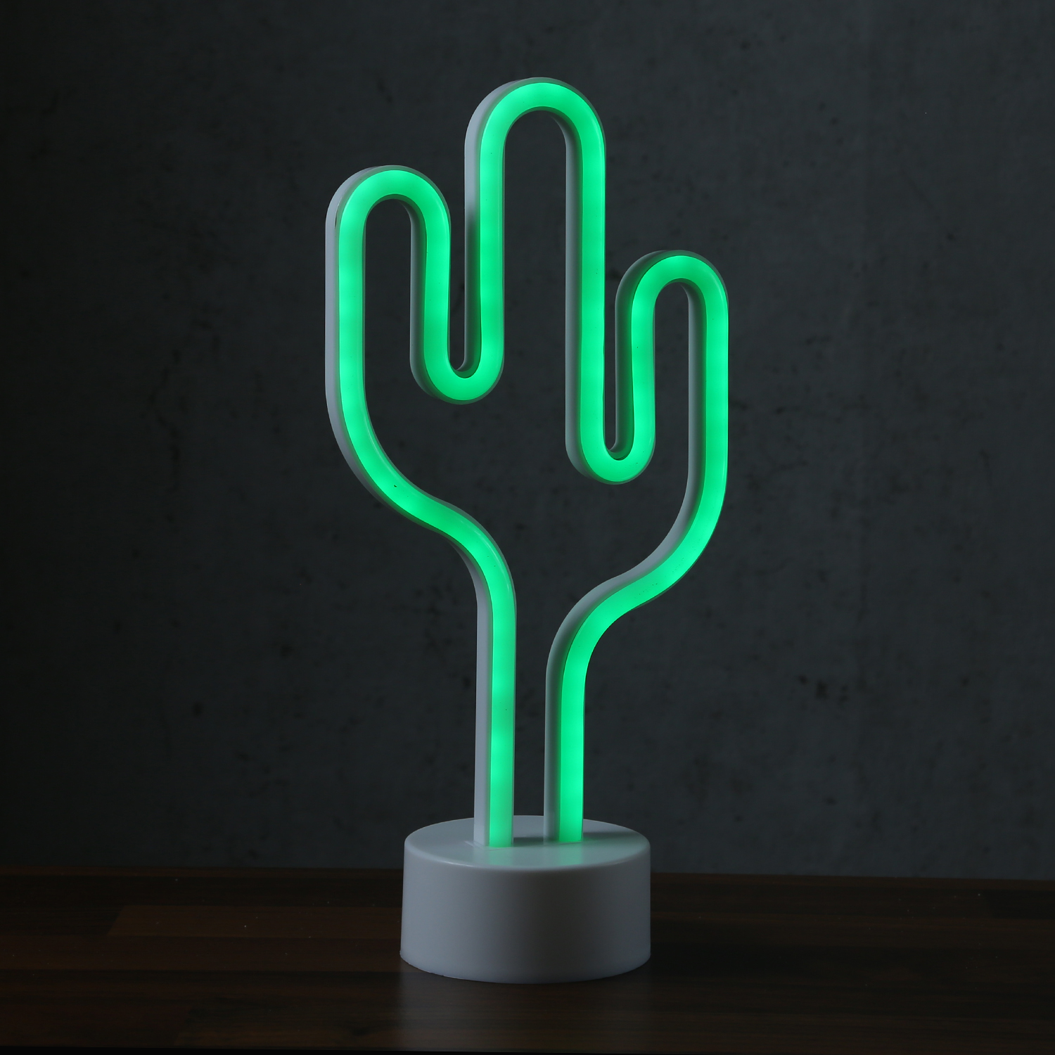 LED NEON Figur Kaktus - Dekoleuchte - H: 30cm - Batterie oder USB Betrieb - stehend - grün
