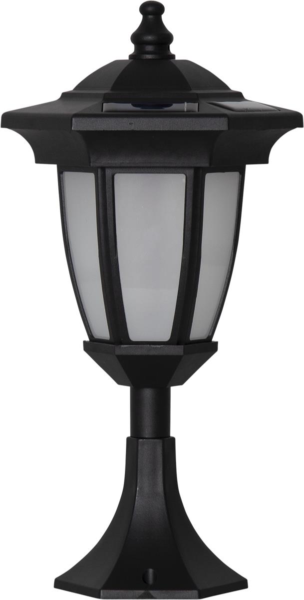 LED Solar Laterne "Flame" - 4in1 - Tisch/Boden/Wand - gelbe LED - Dämmerungssensor - schwarz