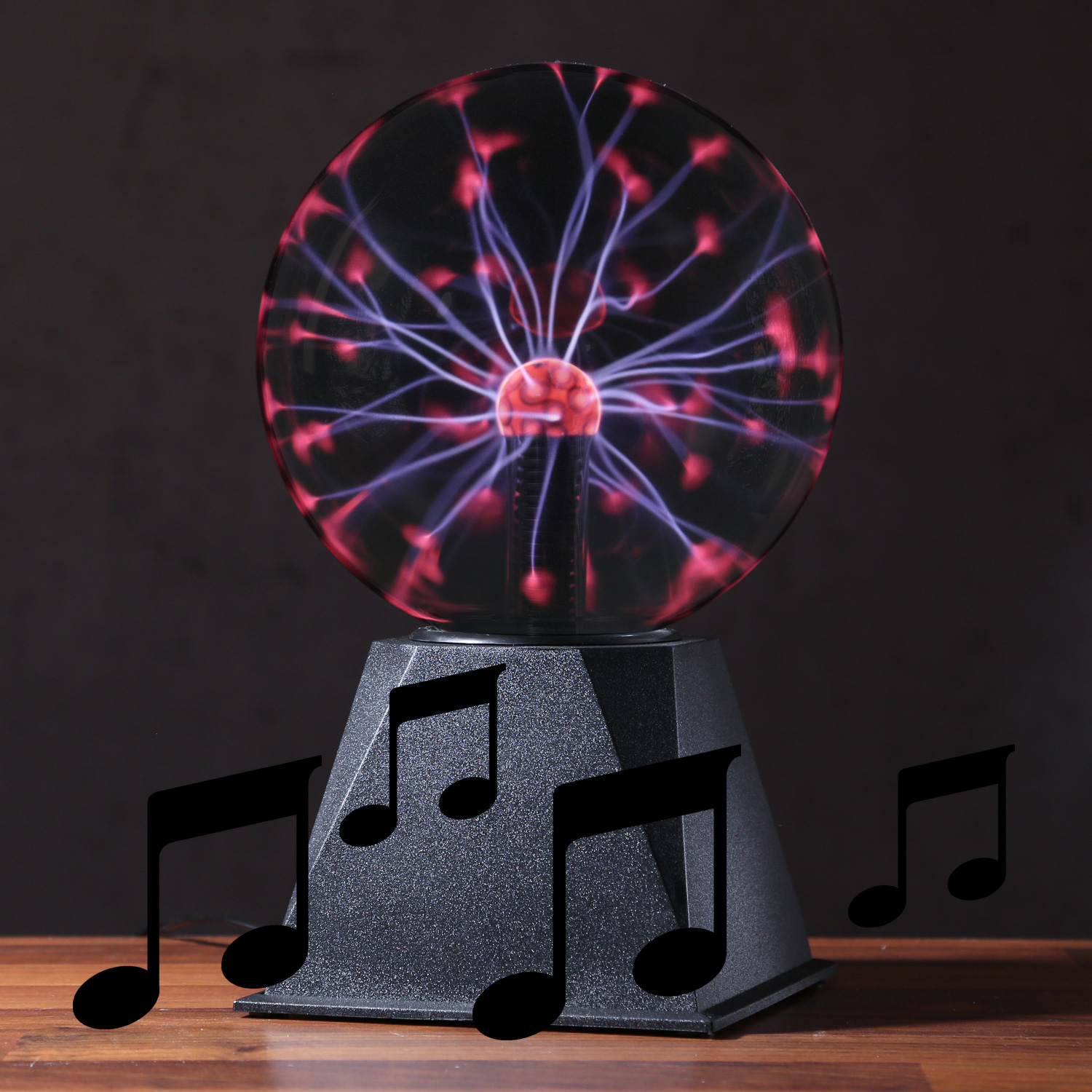 Plasmakugel zuckend- rote Blitz-Show Automatikbetrieb oder Musiksteuerung - 15cm Kugel