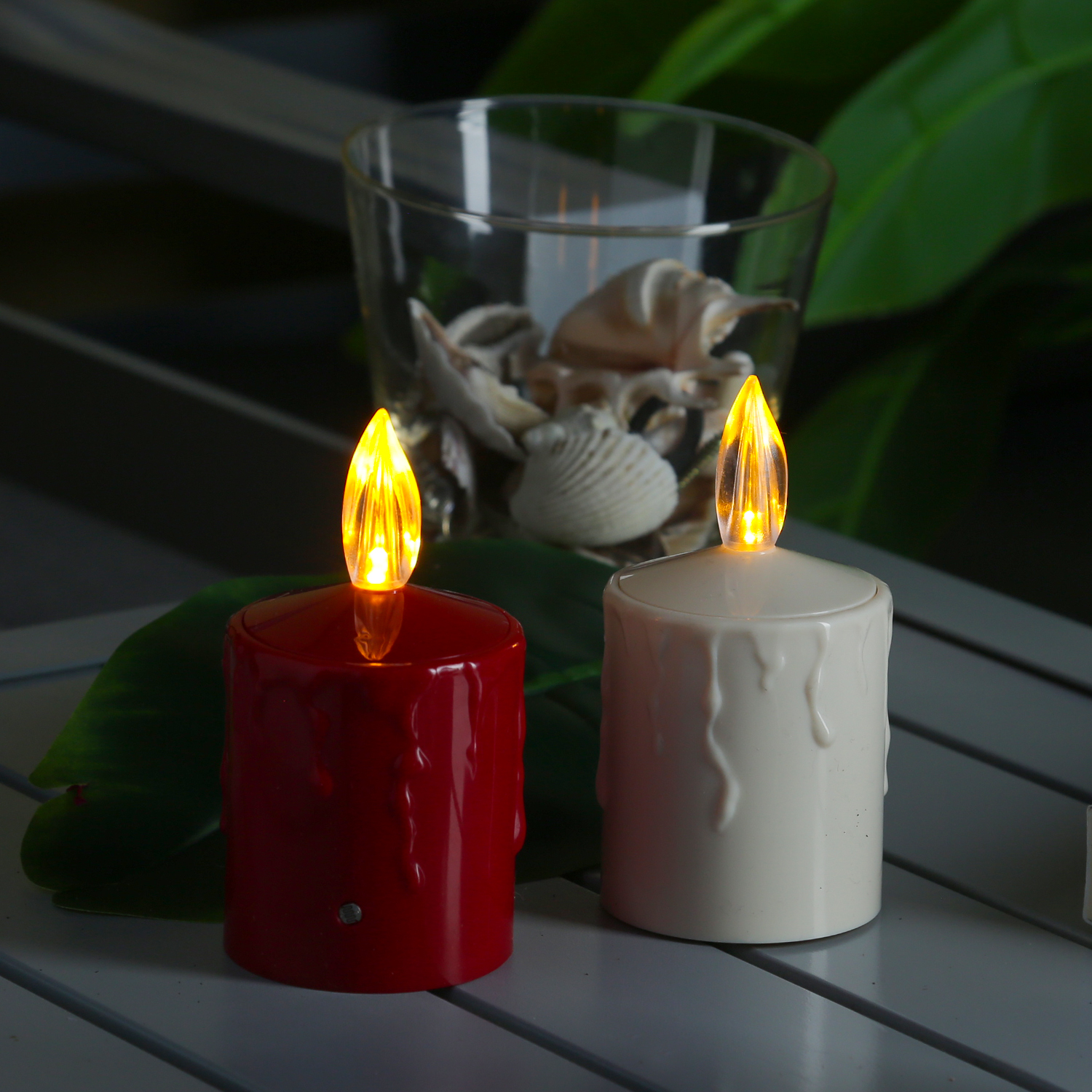 LED Kerze - Grabkerze - Grablicht - H: 11,5cm/D: 6cm - Sensor - für Außen - bis 500h