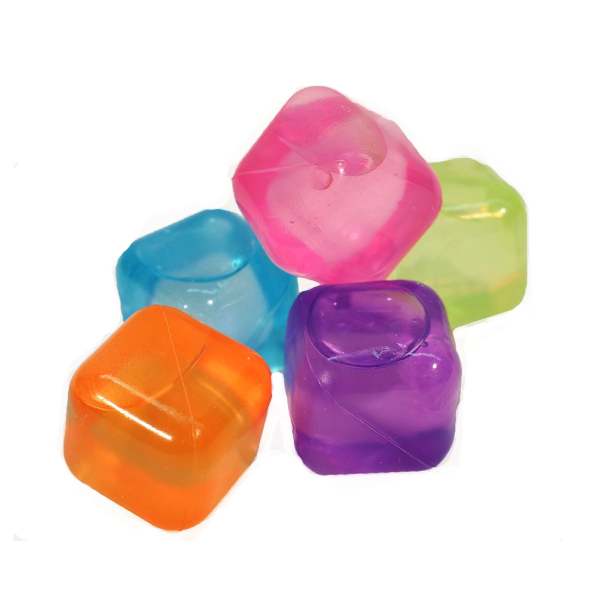 Bunte Eiswürfel in orange, pink, blau, gelb und lila - Kunststoff - wiederverwendbar - 10 Stück Bunte Eiswürfel in orange, pink, blau, gelb und lila - Kunststoff - wiederverwendbar - 10 Stück