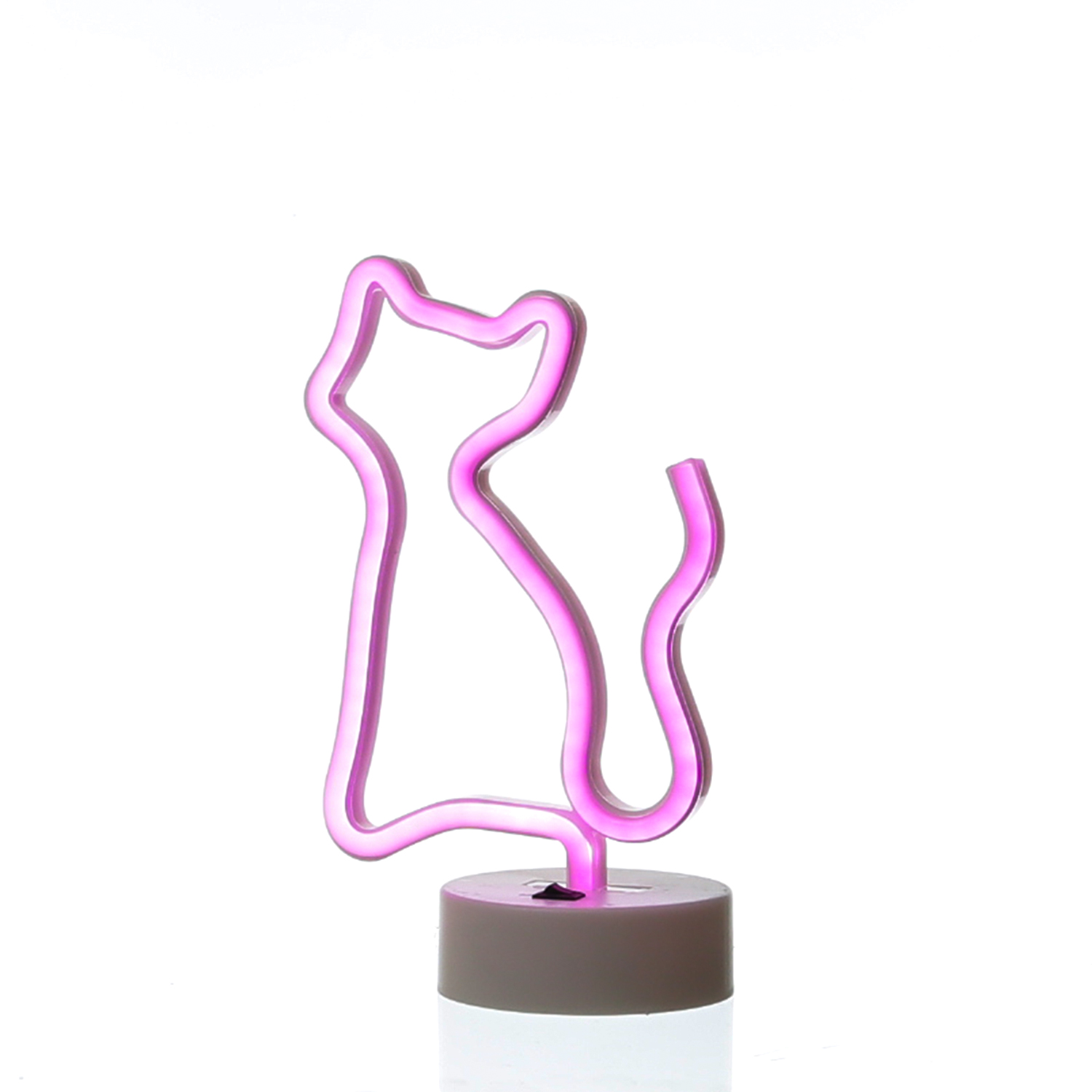 LED NEON Figur KATZE - Neon Schild - H: 25cm - Batterie oder USB Betrieb - stehend - pink