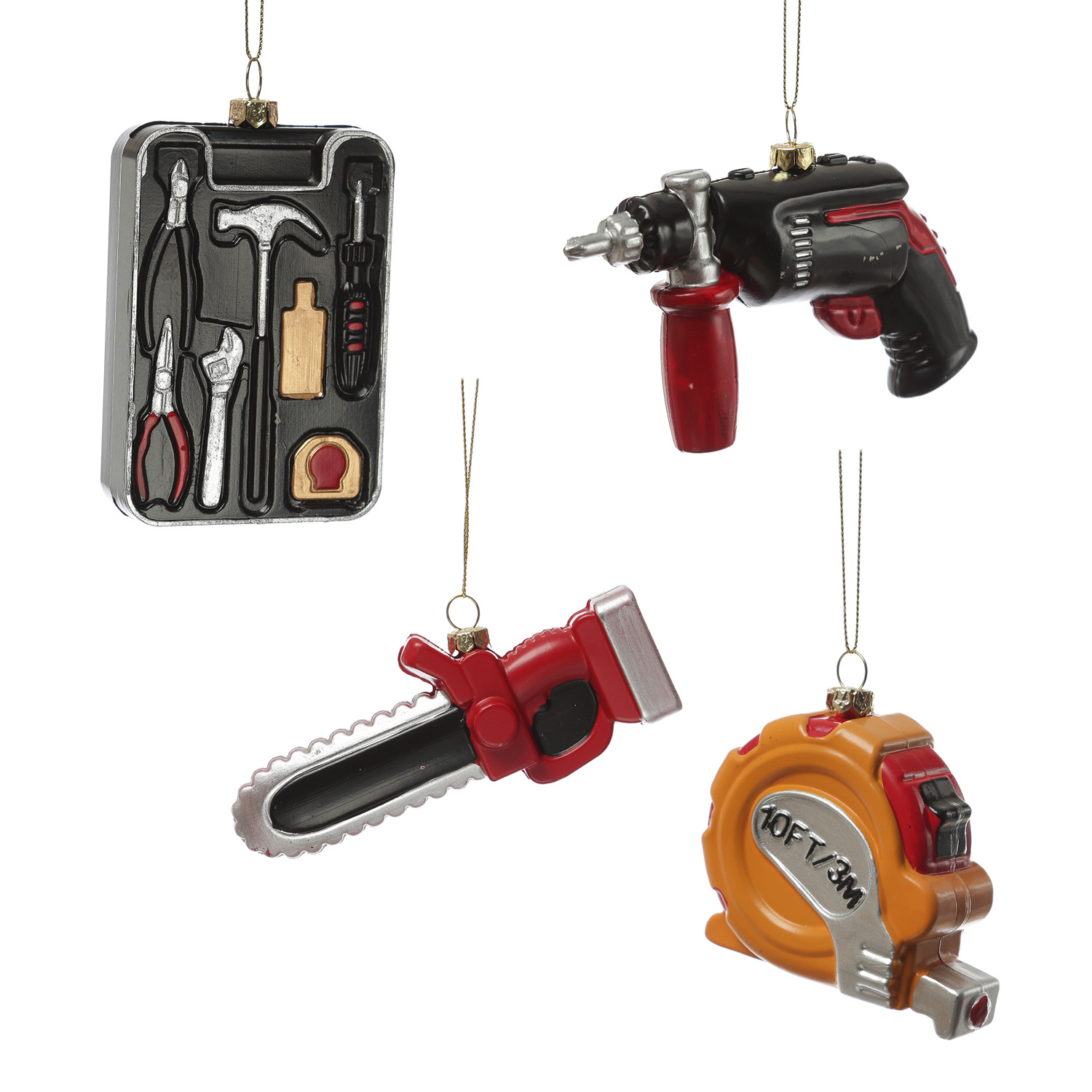 Weihnachtsbaumschmuck Werkzeug - Bohrmaschine/Säge/Maßband/Werkzeugkiste - Christbaumschmuck Weihnachtsbaumschmuck Werkzeug - Bohrmaschine/Säge/Maßband/Werkzeugkiste - Christbaumschmuck