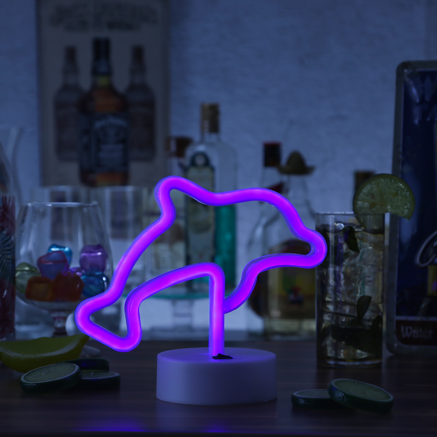 LED NEON Figur DELFIN - Neon Schild - H: 19cm - Batterie oder USB Betrieb - stehend - blau LED NEON Figur DELFIN - Neon Schild - H: 19cm - Batterie oder USB Betrieb - stehend - blau