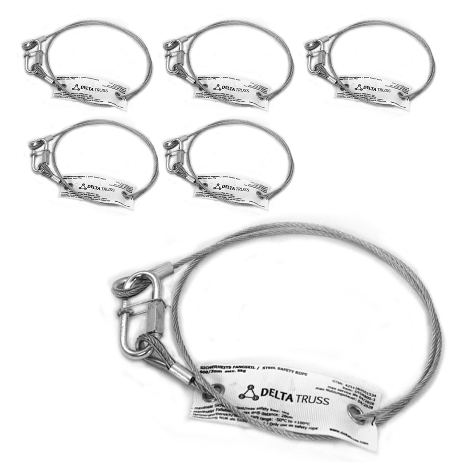 Sicherheitsfangseil 1000x4mm - 10er Set - Safety nach BGV-C1 bis 16kg