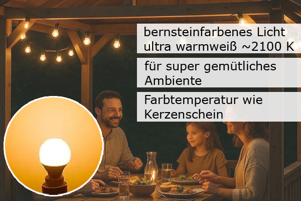 Illu-/Partylichterkette 50m - Außenlichterkette - Made in Germany - 50 ultra-warmweiße LED Kugeln