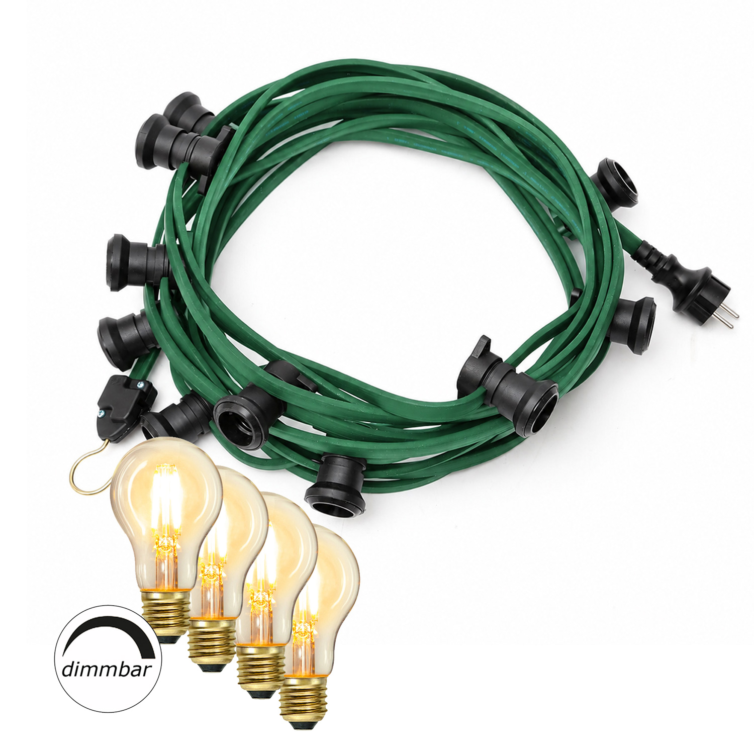 Illu-/Partylichterkette 50m - Außenlichterkette grün - 50 dimmbare LED Glühbirnen