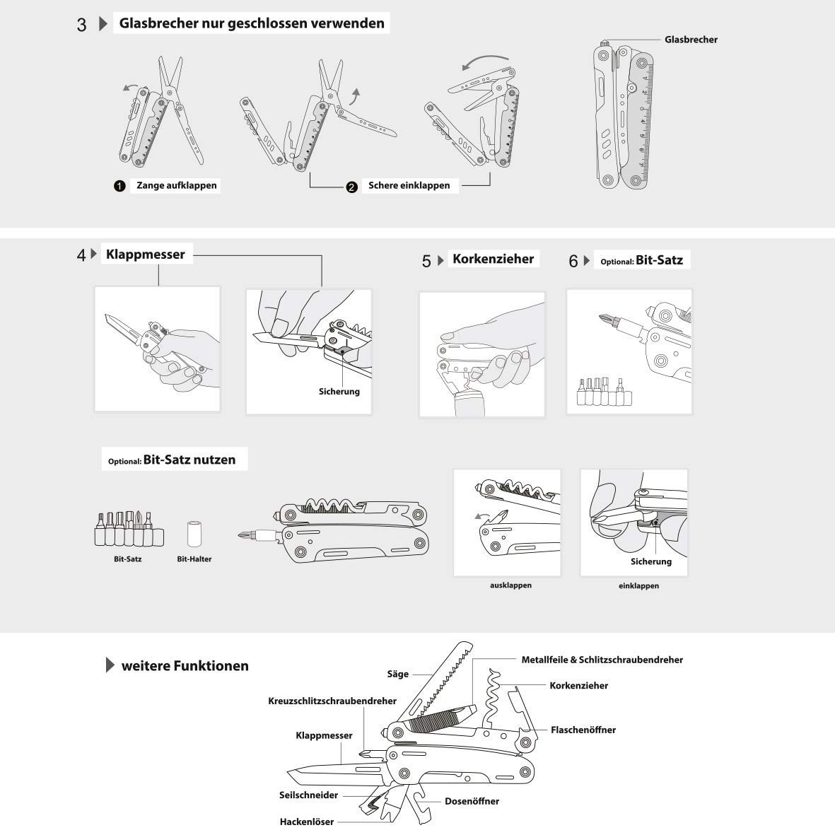 GORANDO® Multitool – 16in1 CITY JUNGLE | Multifunktions Taschenmesser | Edelstahl Werkzeuge zum Klappen | große Schere GORANDO® Multitool – 16in1 CITY JUNGLE | Multifunktions Taschenmesser | Edelstahl Werkzeuge zum Klappen | große Schere