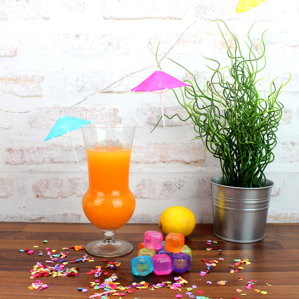 Bunte Eiswürfel in orange, pink, blau, gelb und lila - Kunststoff - wiederverwendbar - 10 Stück