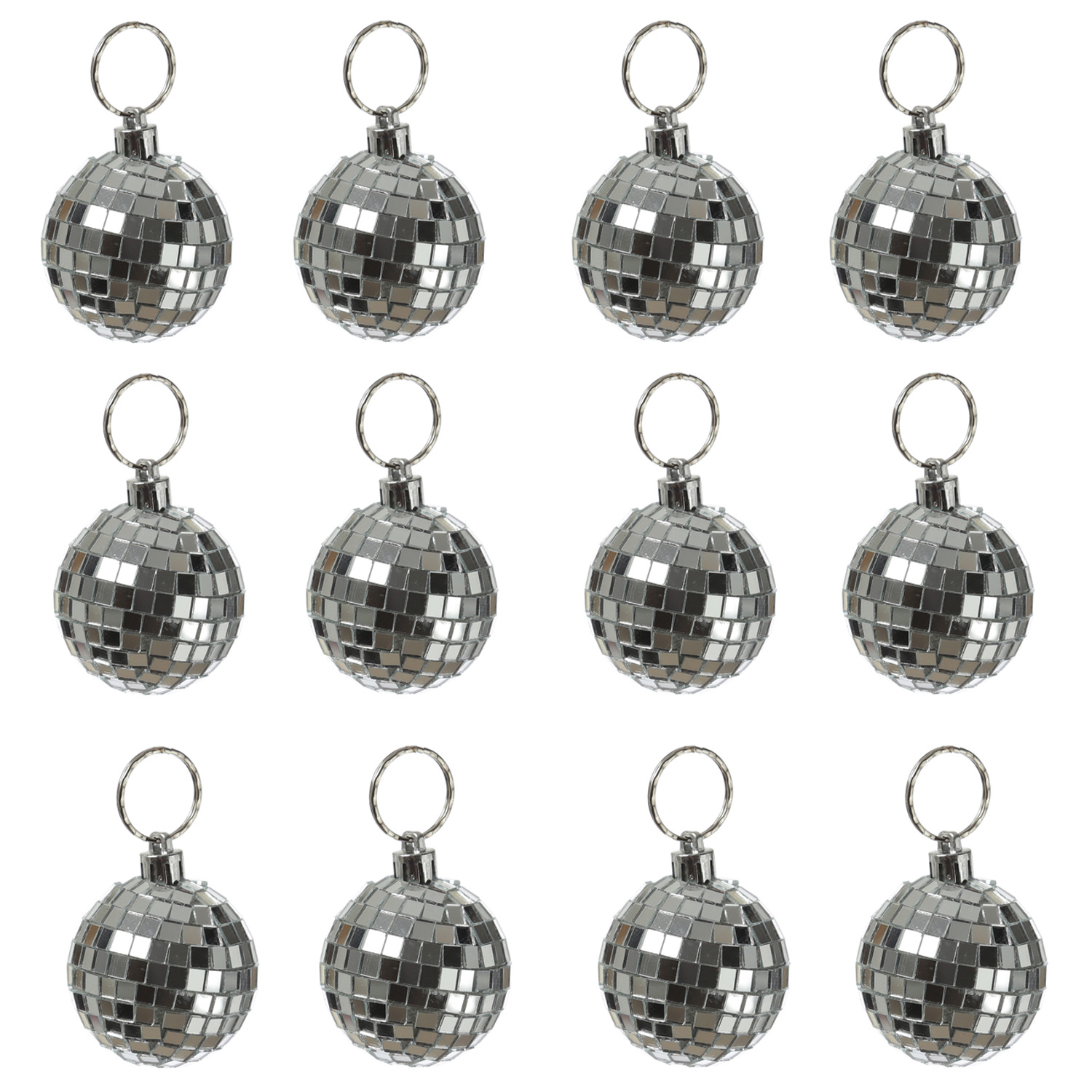 Spiegelkugel 5cm - Discokugel - Echtglas - 5x5mm Spiegel - DEKO Serie - silber - 12er Set