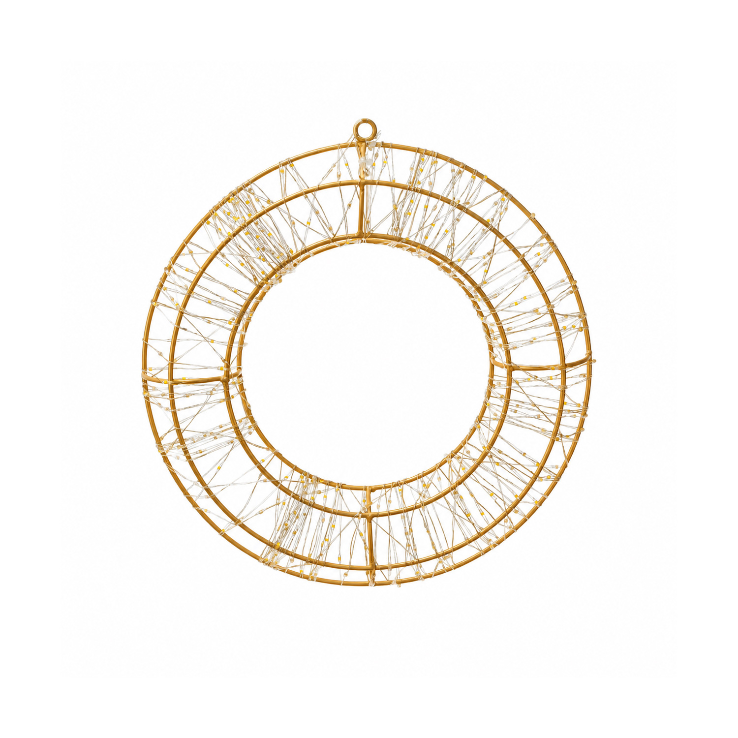LED Kranz abgeflacht - goldener Lichterkranz mit 400 LED - D: 30cm - 8Modi/Timer - Innen/Außen