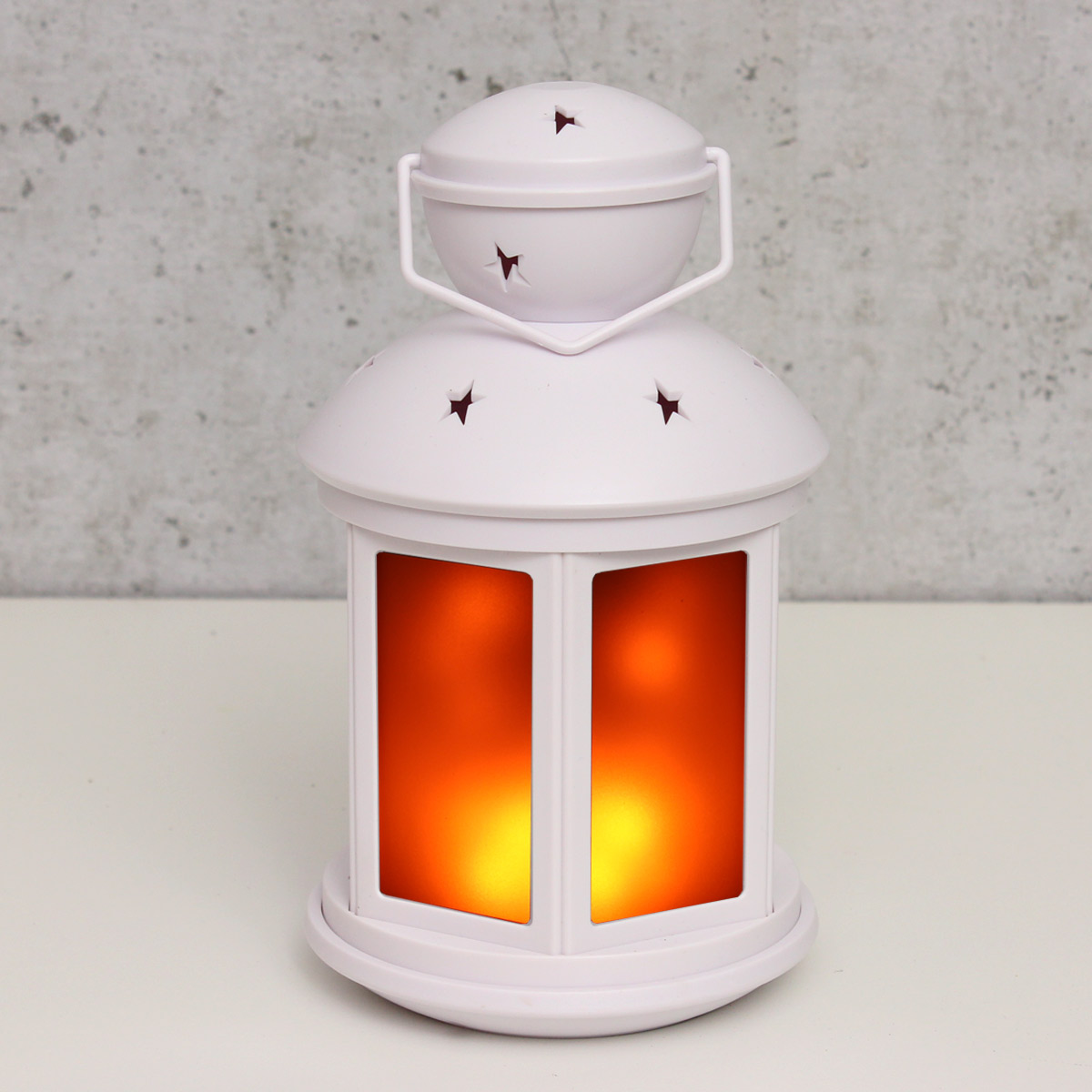 LED Laterne weiß - bewegter Flammeneffekt - H: 22cm - Batteriebetrieb - weiß